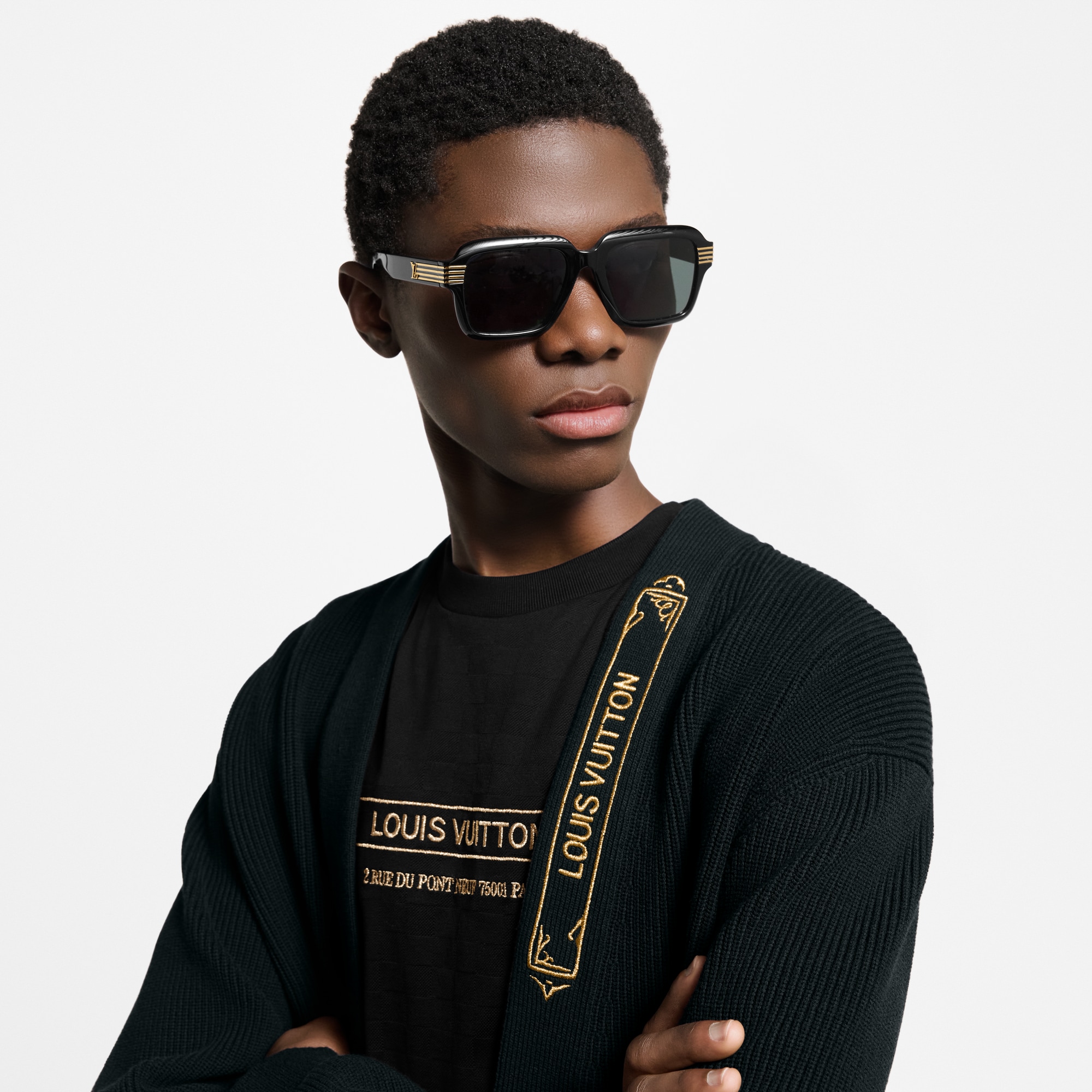 نظارات LV Slide الشمسية بتصميم كبير مربع مستدير S00 in الرجال