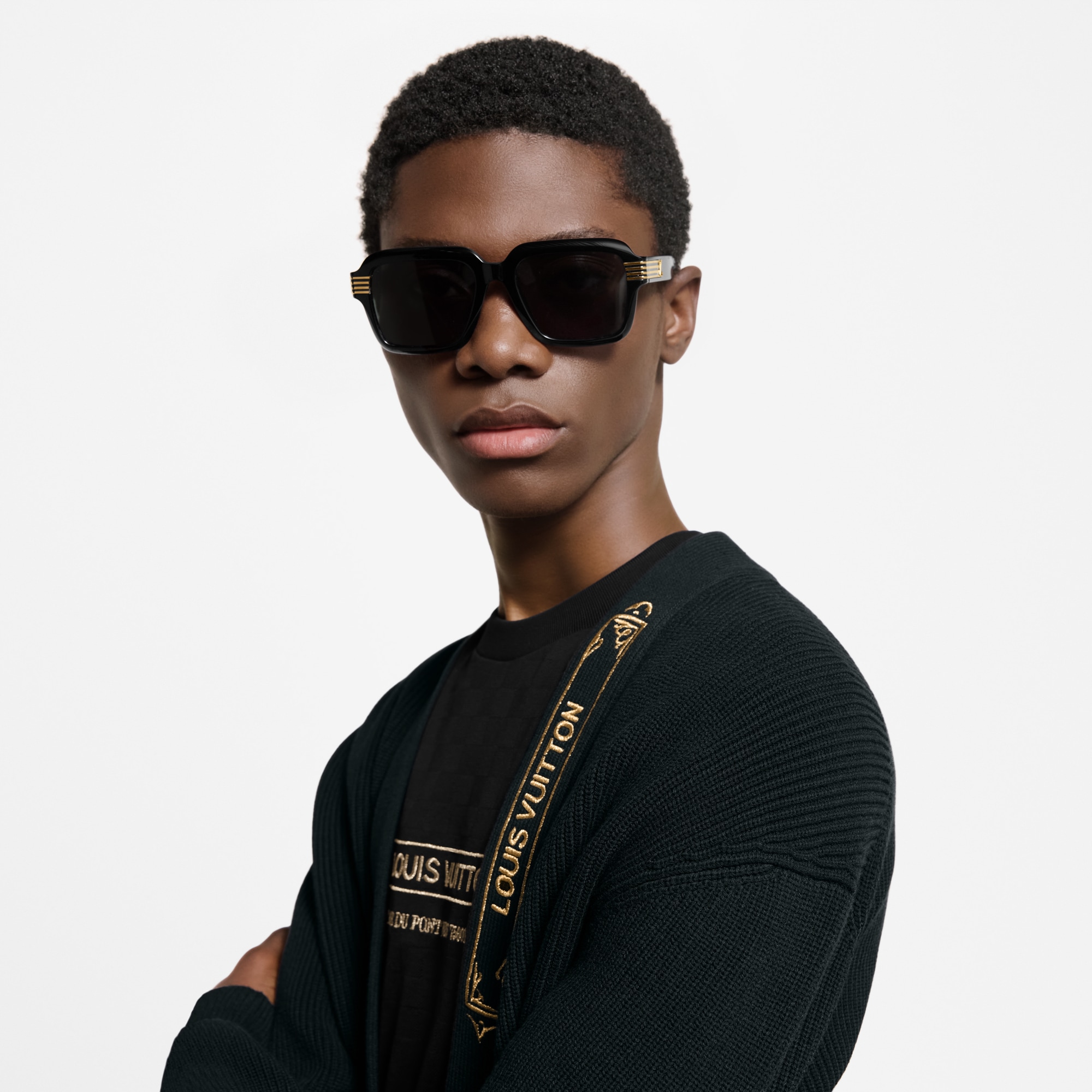 نظارات LV Slide الشمسية بتصميم كبير مربع مستدير S00 in الرجال