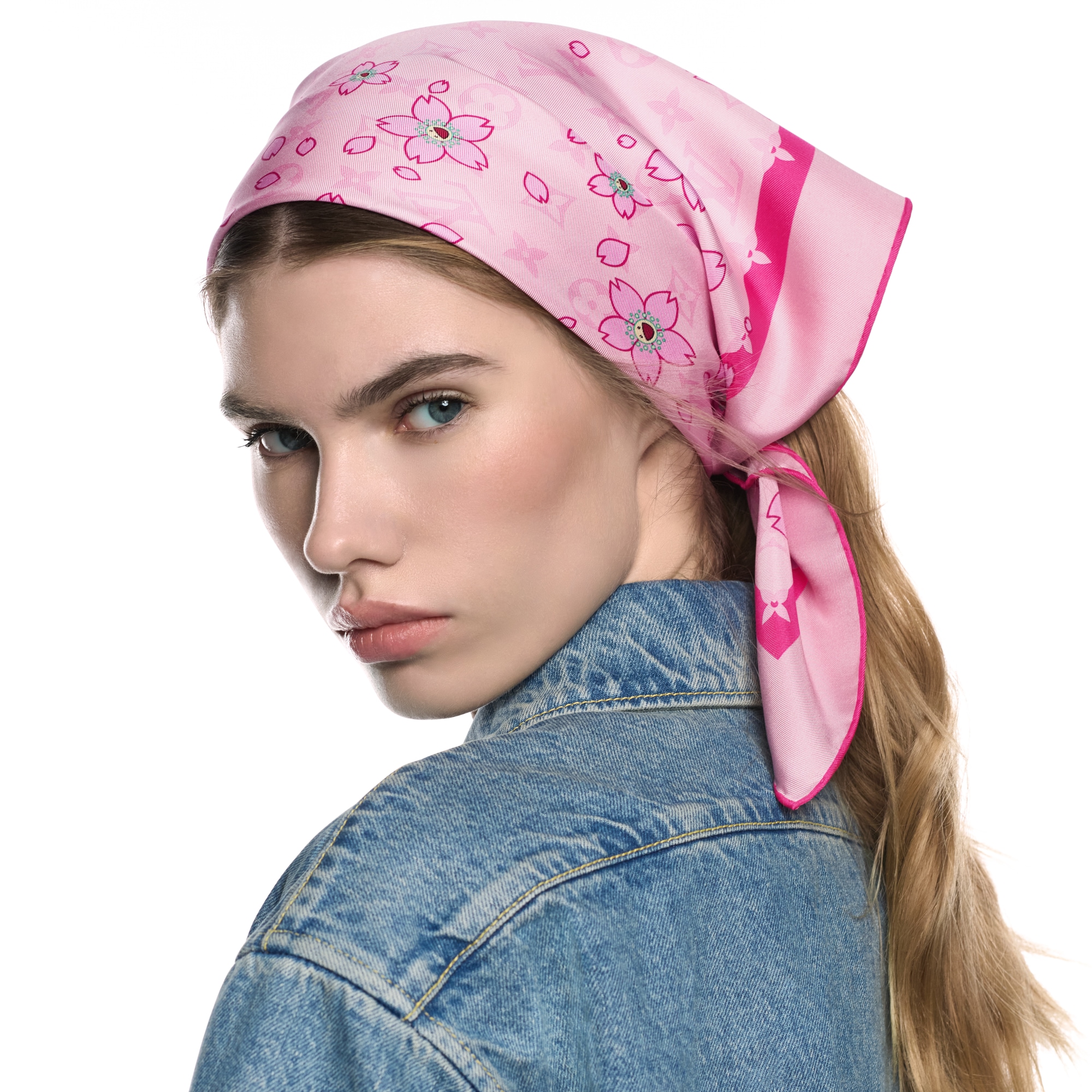 LV x TM Monogram Cherry Blossom Square 70 S00 in Women