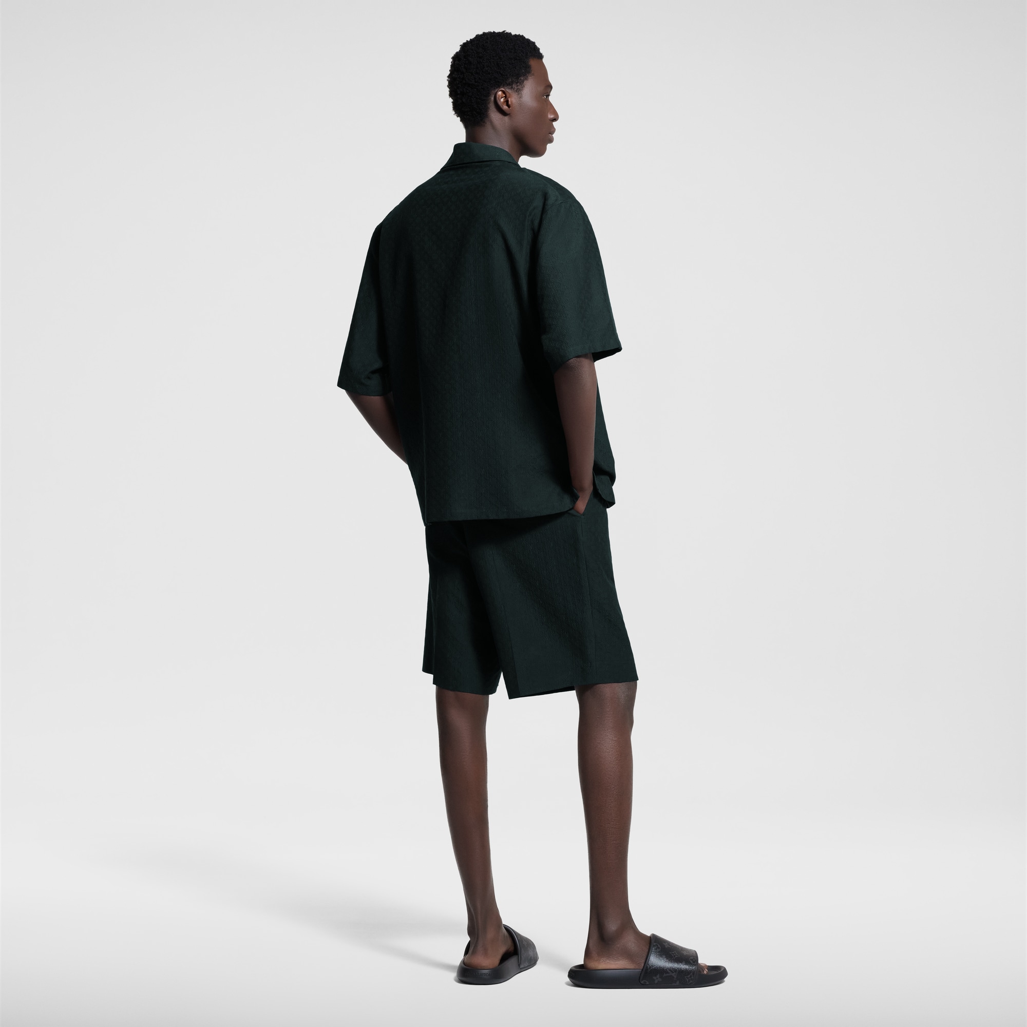 شورت مفصل من مزيج الحرير والقطن بنقشة Mini Monogram  in الرجال