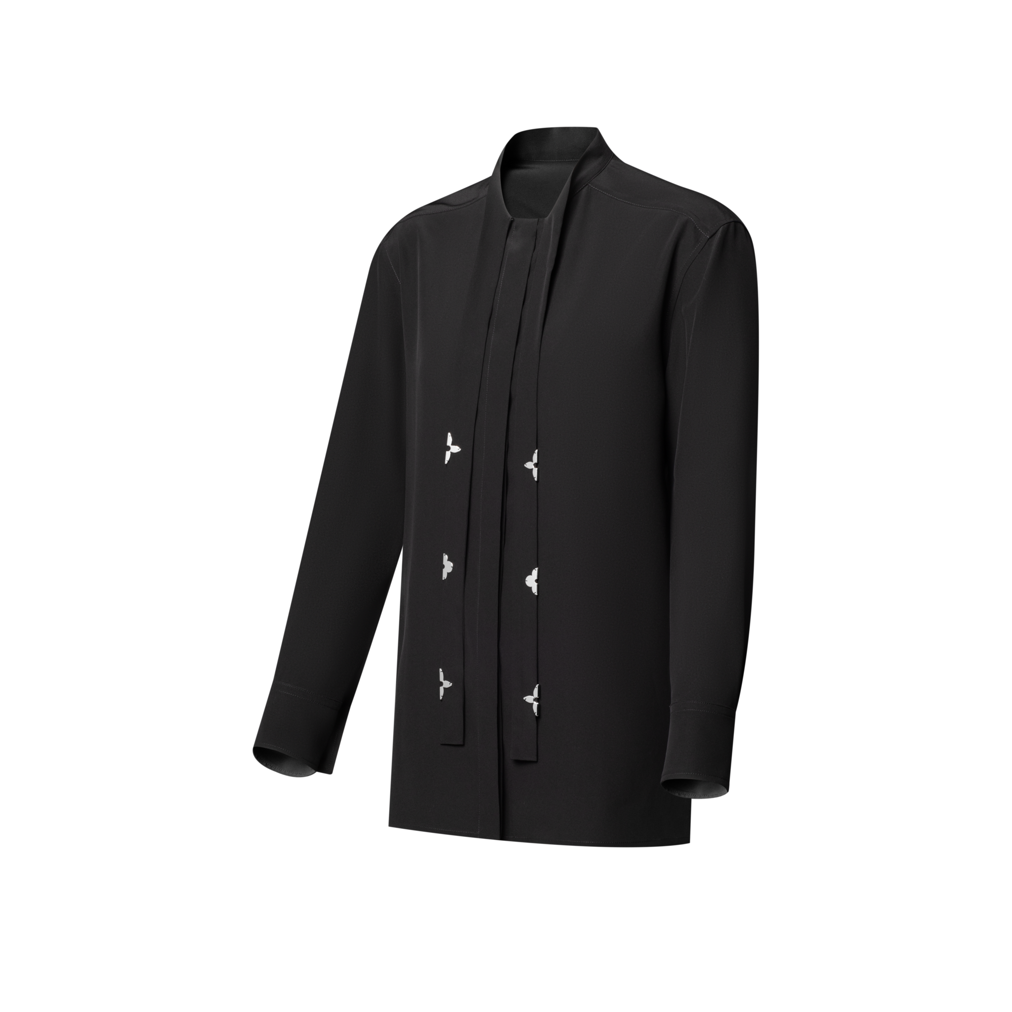 بلوزة بياقة Lavallière مزينة بنقشة Monogram  in النساء