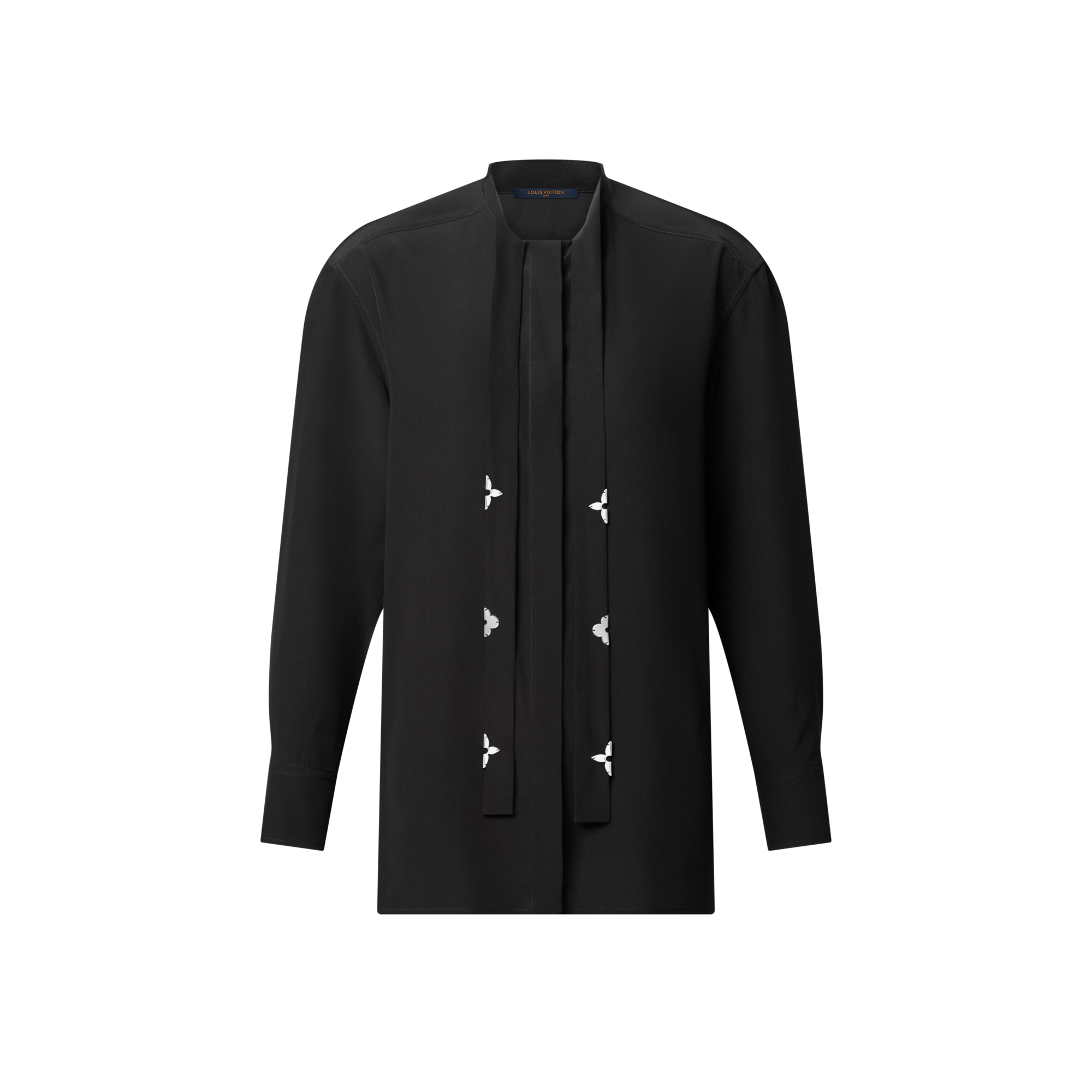 بلوزة بياقة Lavallière مزينة بنقشة Monogram  in النساء