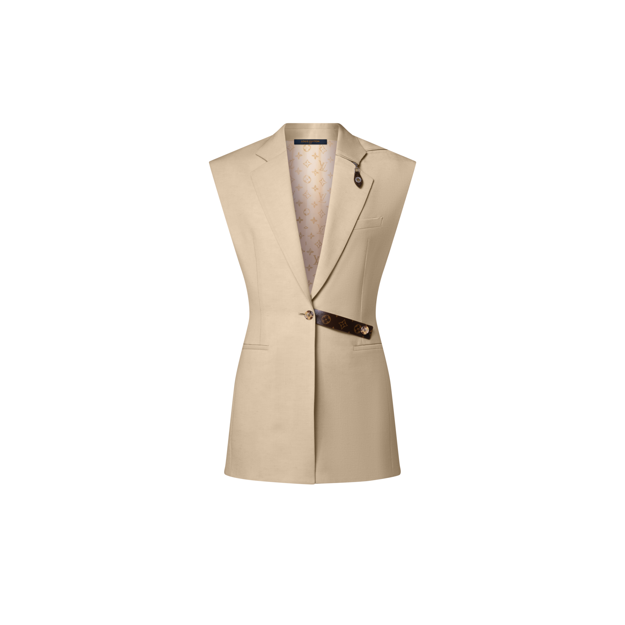 بليزر بنقشة Monogram بدون أكمام  in النساء