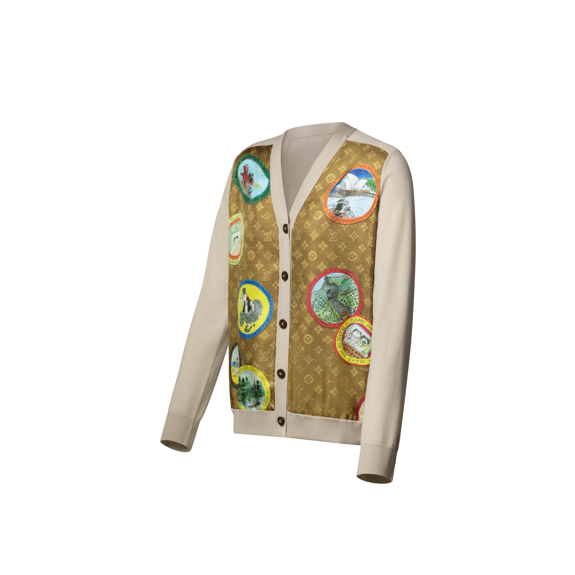 كارديجان بنقشة Monogram وأختام مزينة بالقطط  in النساء