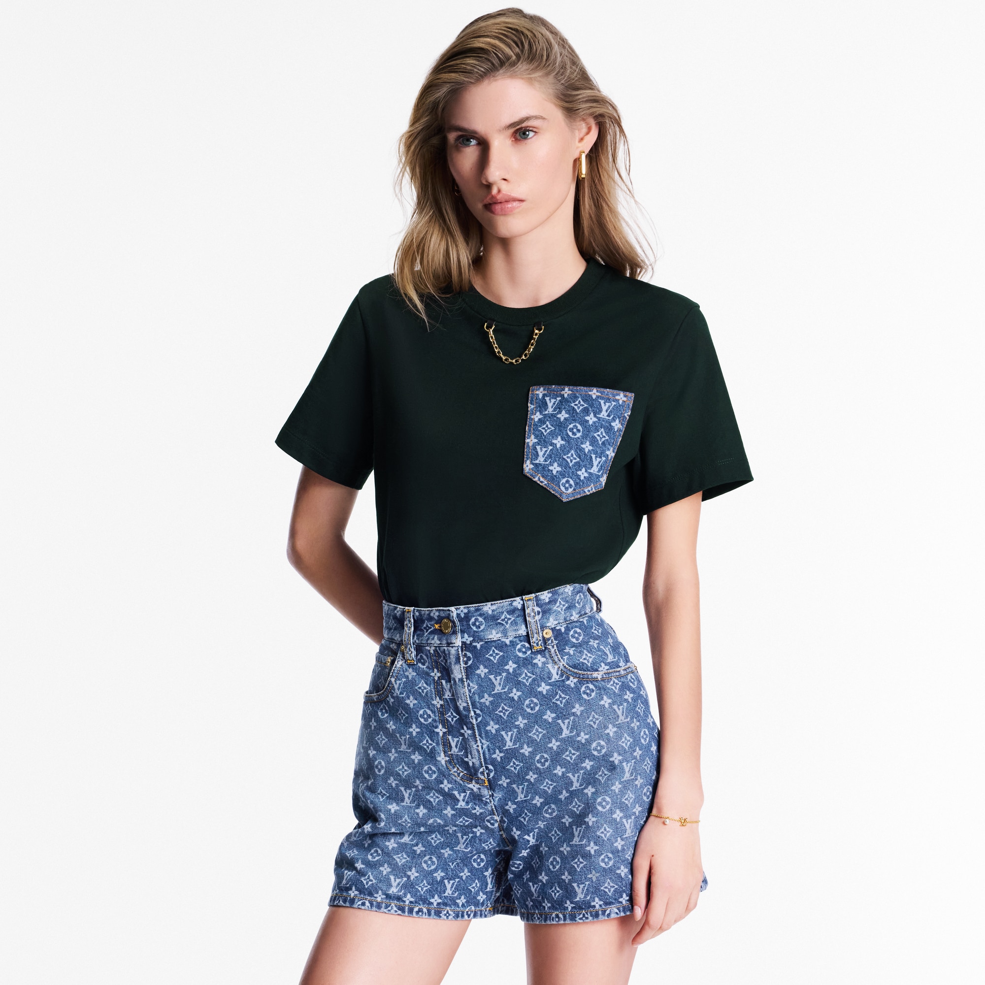 Monogram Denim Shorts  in Women