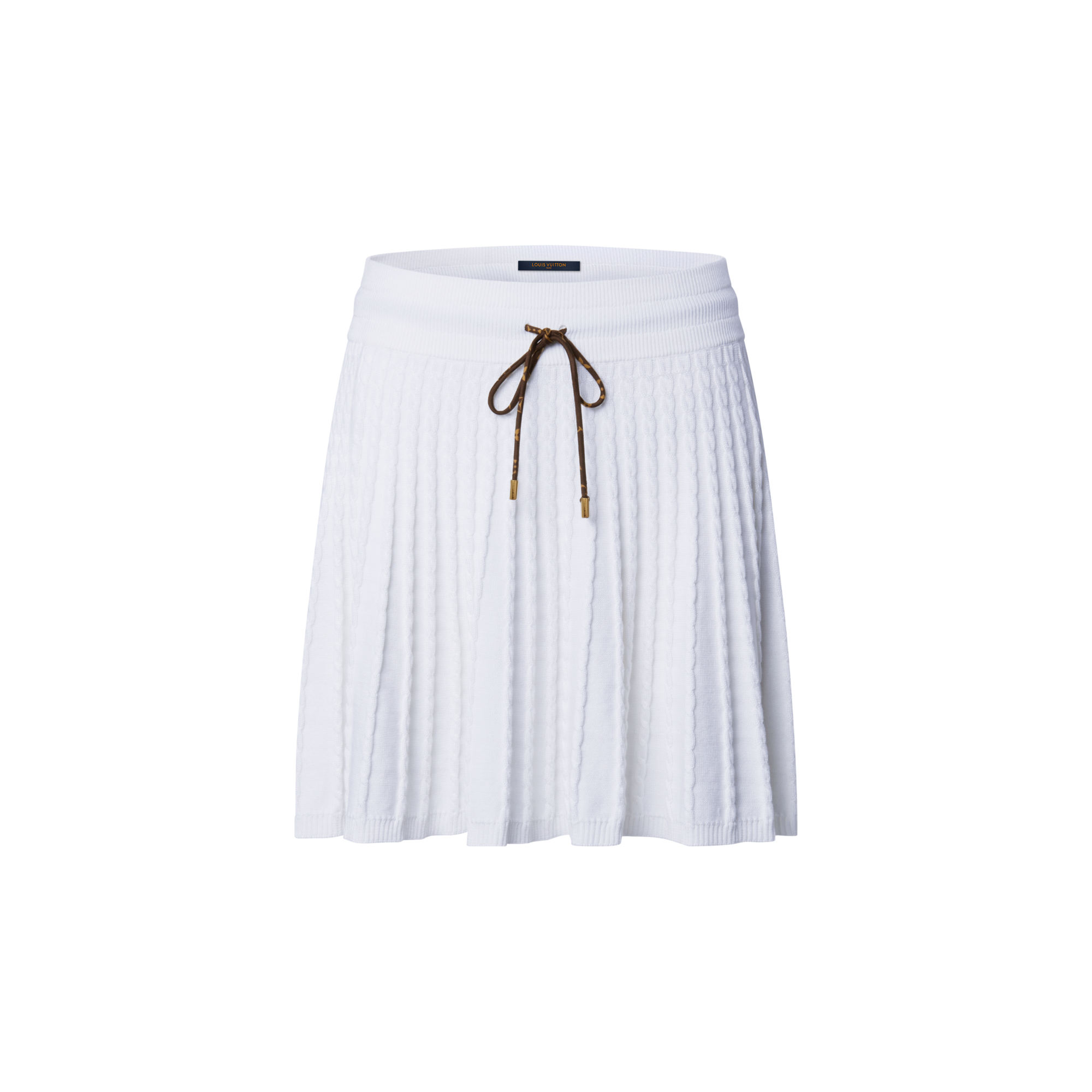 Louis Vuitton ホワイト プリーツスカート 34 Monogram Zipper Front 