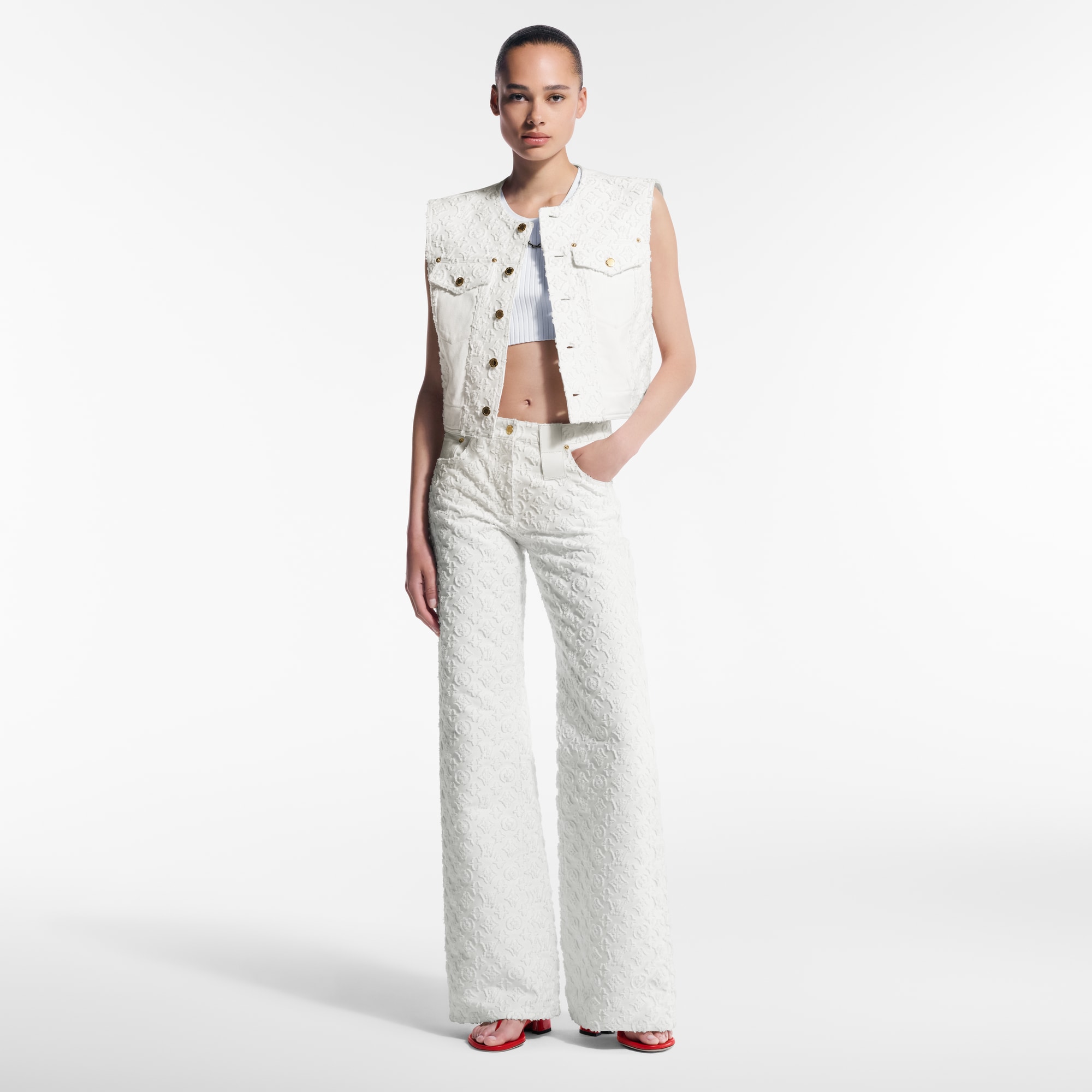 بنطال جينز بنقشة Monogram Fil Coupé  in النساء