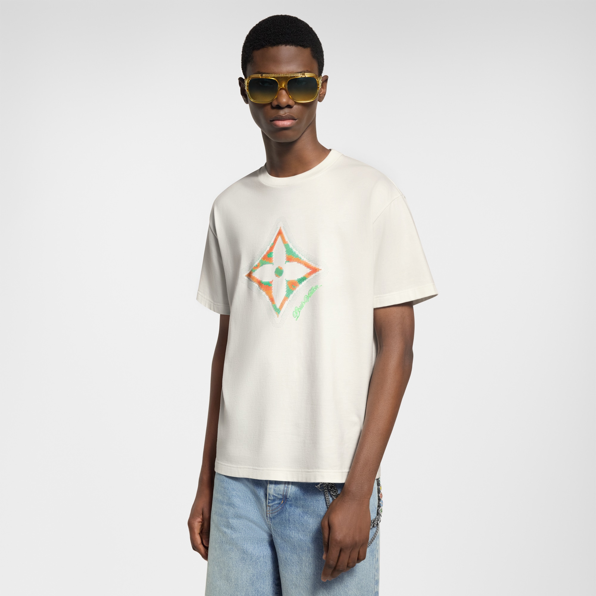Monogram Flower 3D Gradient Print T-Shirt  in Men