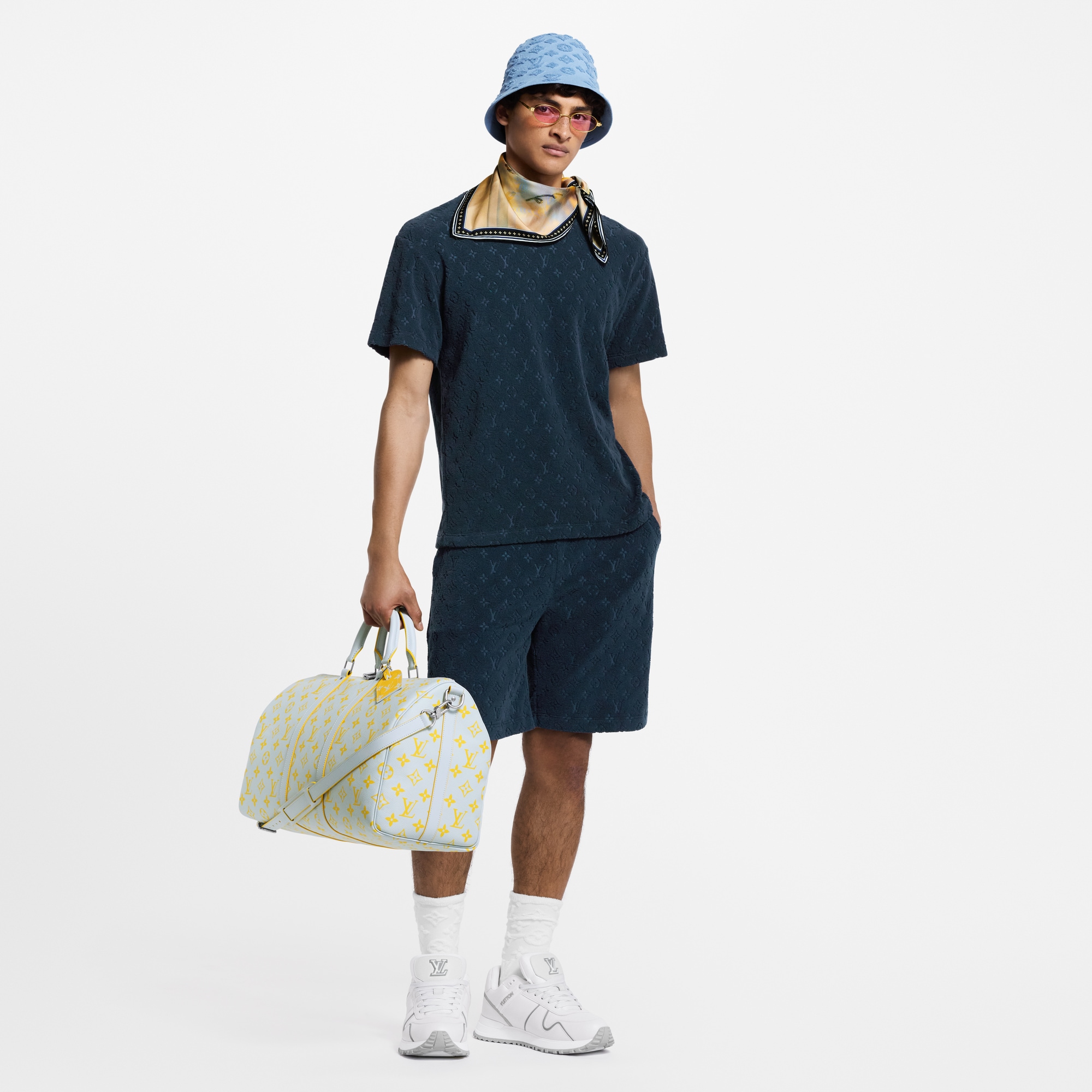 شورت من قماش French Terry بنقشة Monogram  in الرجال