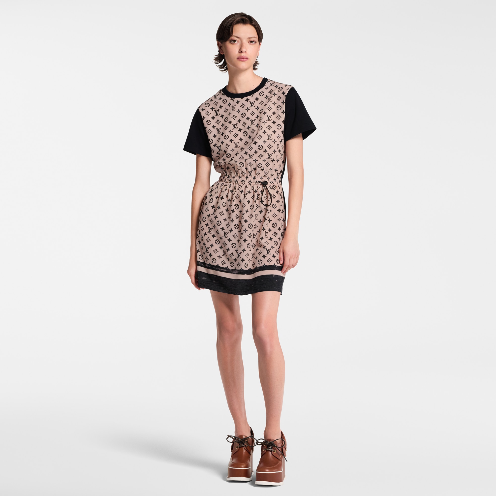 Monogram Front Drawstring Dress  in Women