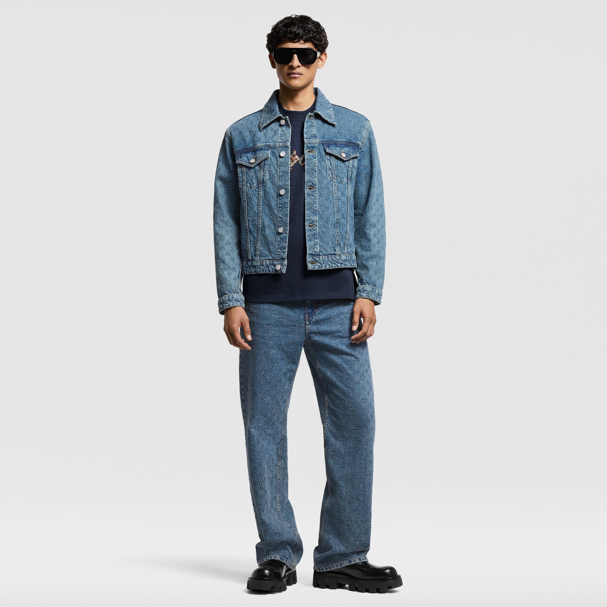 Monogram Jacquard Denim Jacket Luxury Outerwear and Coats