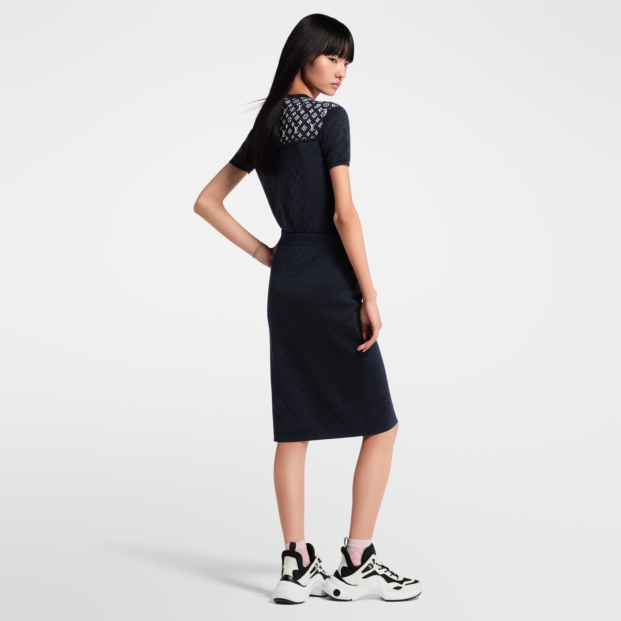 كنزة محبوكة من جاكار يحمل نقشة Monogram  in النساء