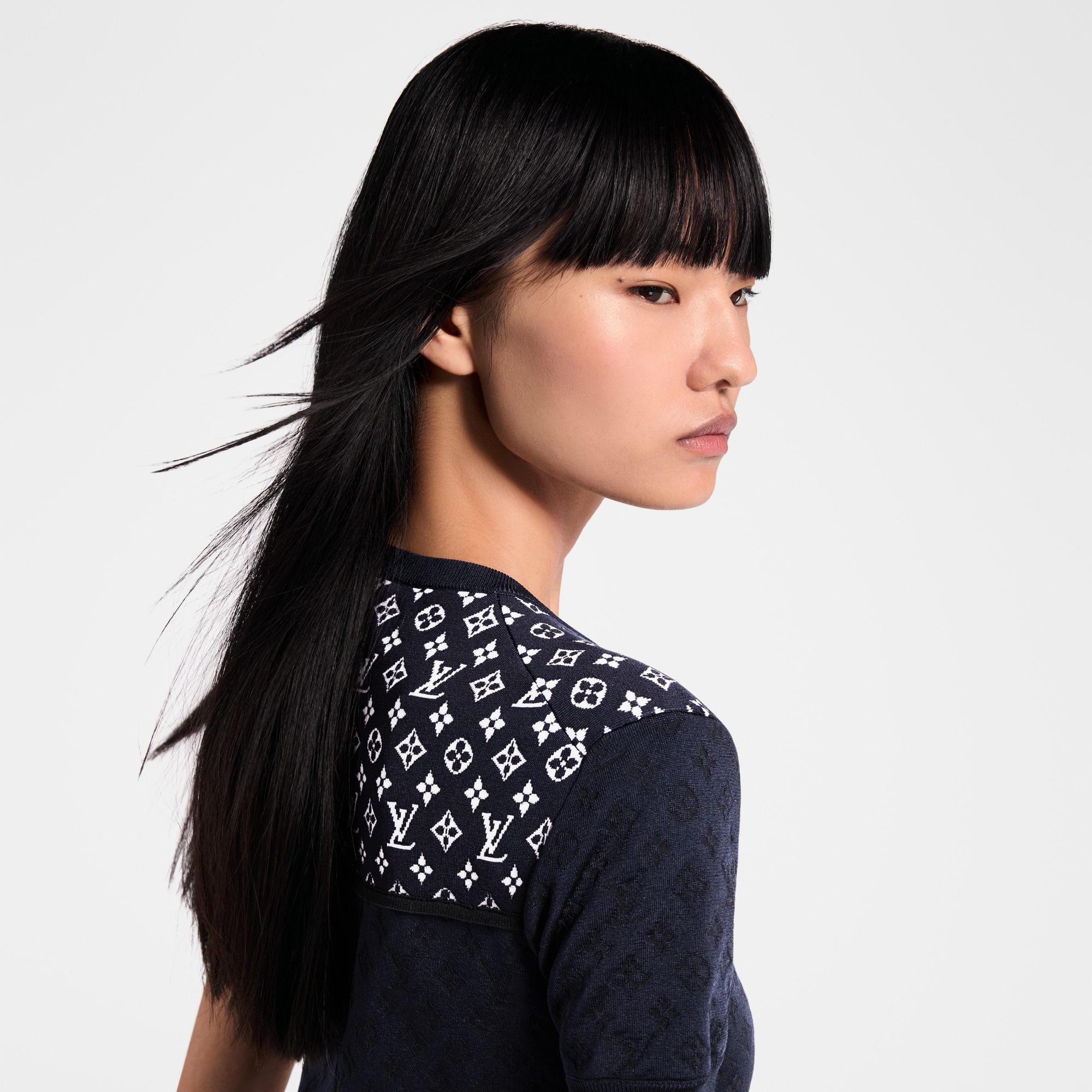 كنزة محبوكة من جاكار يحمل نقشة Monogram  in النساء