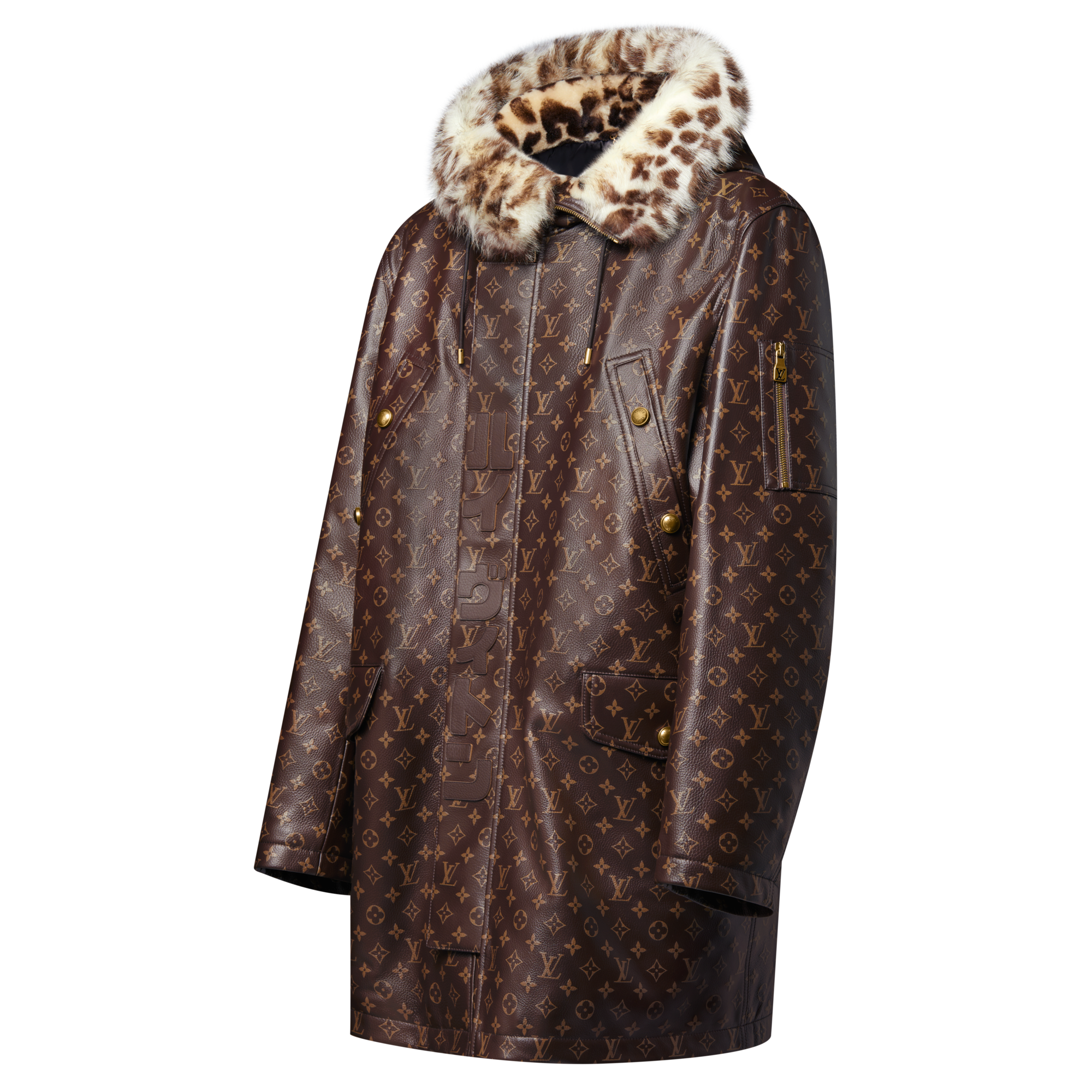 معطف باركا من الجلد بنقشة Monogram  in الرجال