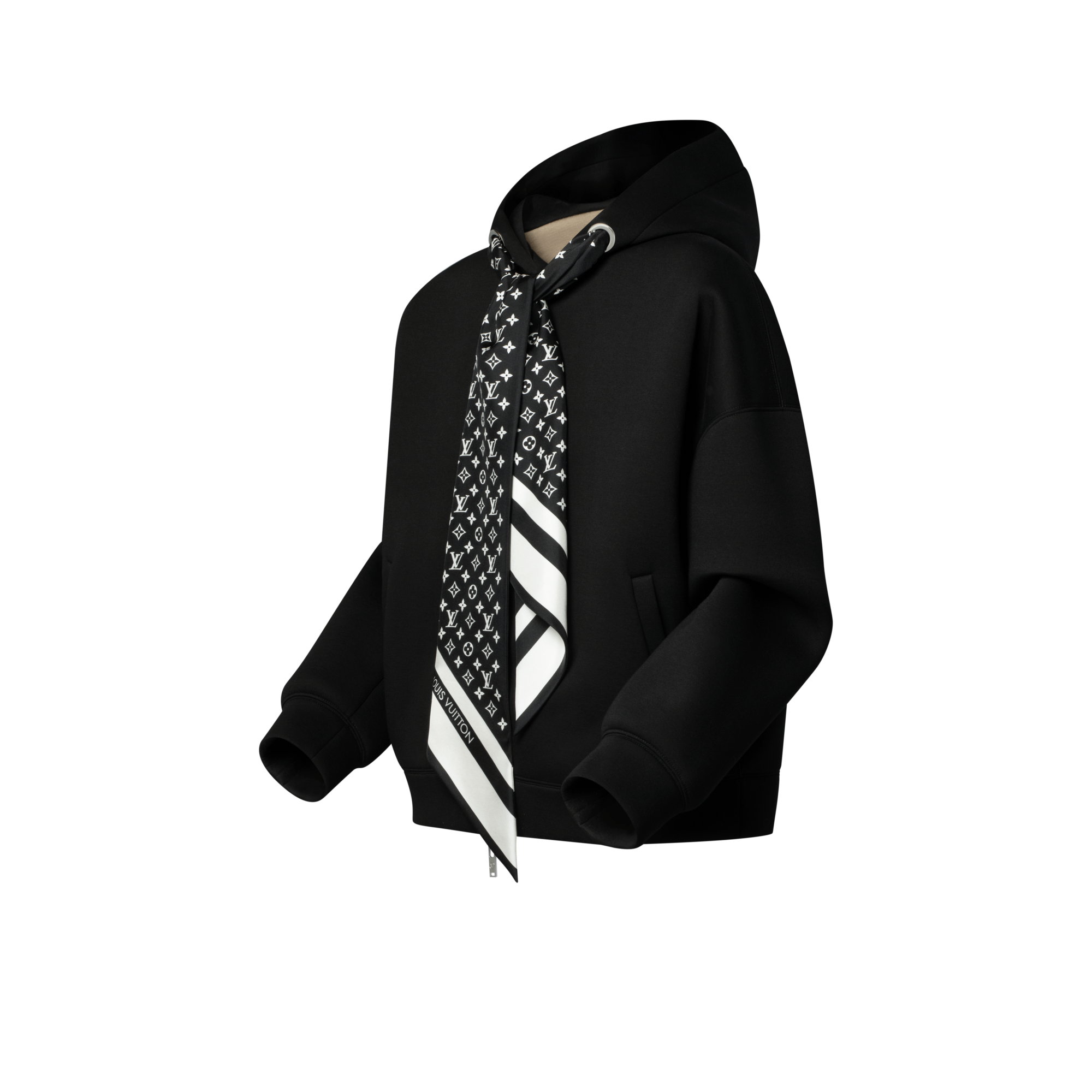 Monogram Scarf Zip-Up Hoodie  in Women