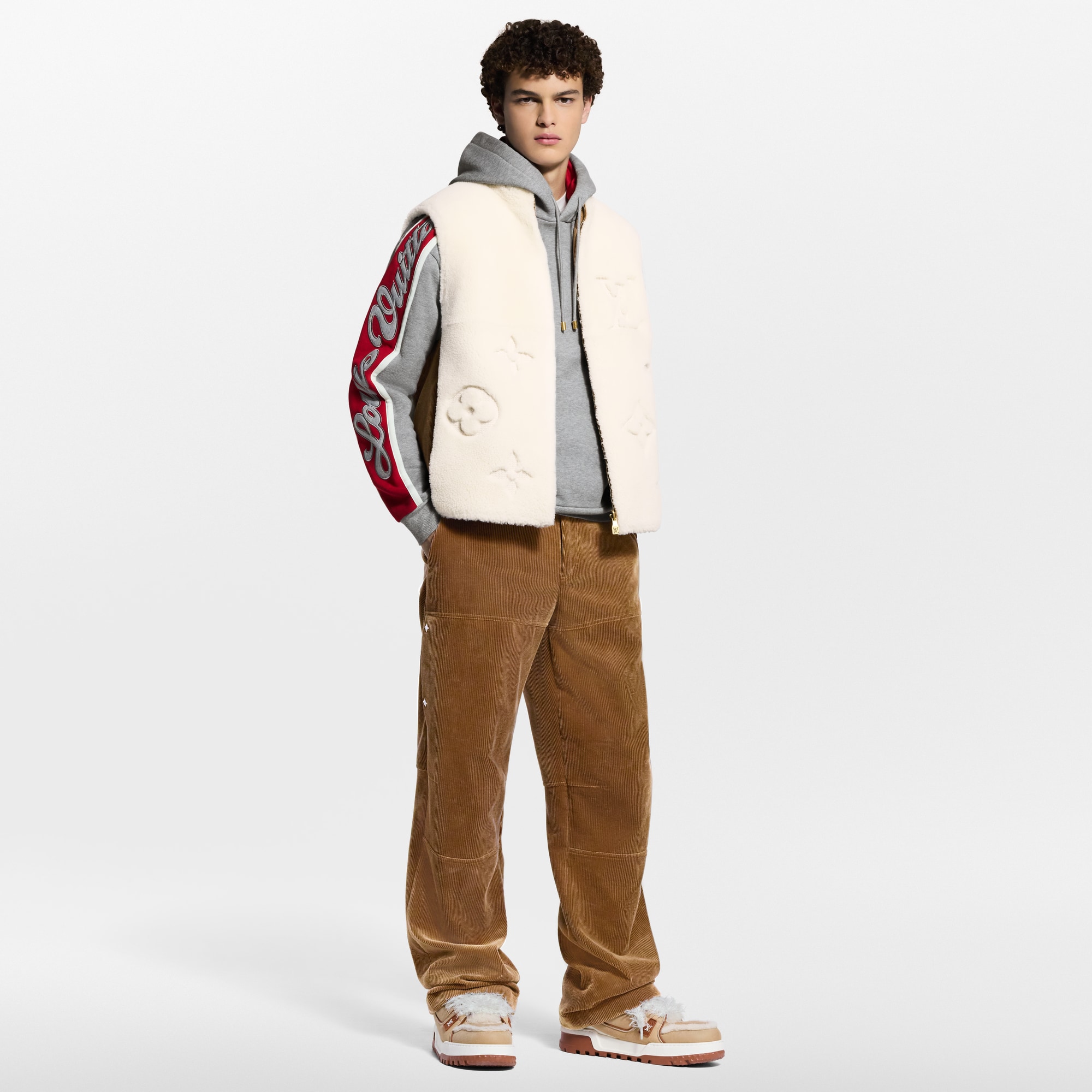 سترة بدون أكمام بوجهين من فرو شيرلينغ متنوع بنقشة Monogram  in الرجال