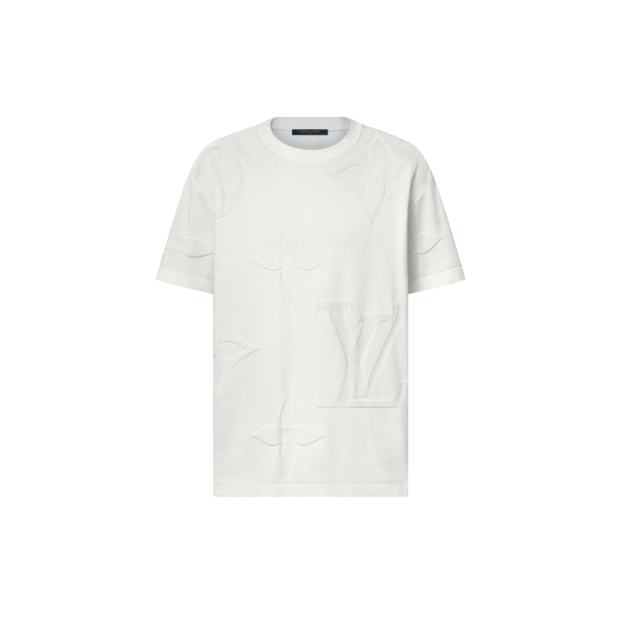 كنزة من القطن برقبة مستديرة وأكمام قصيرة، بنقشة Monogram  in الرجال