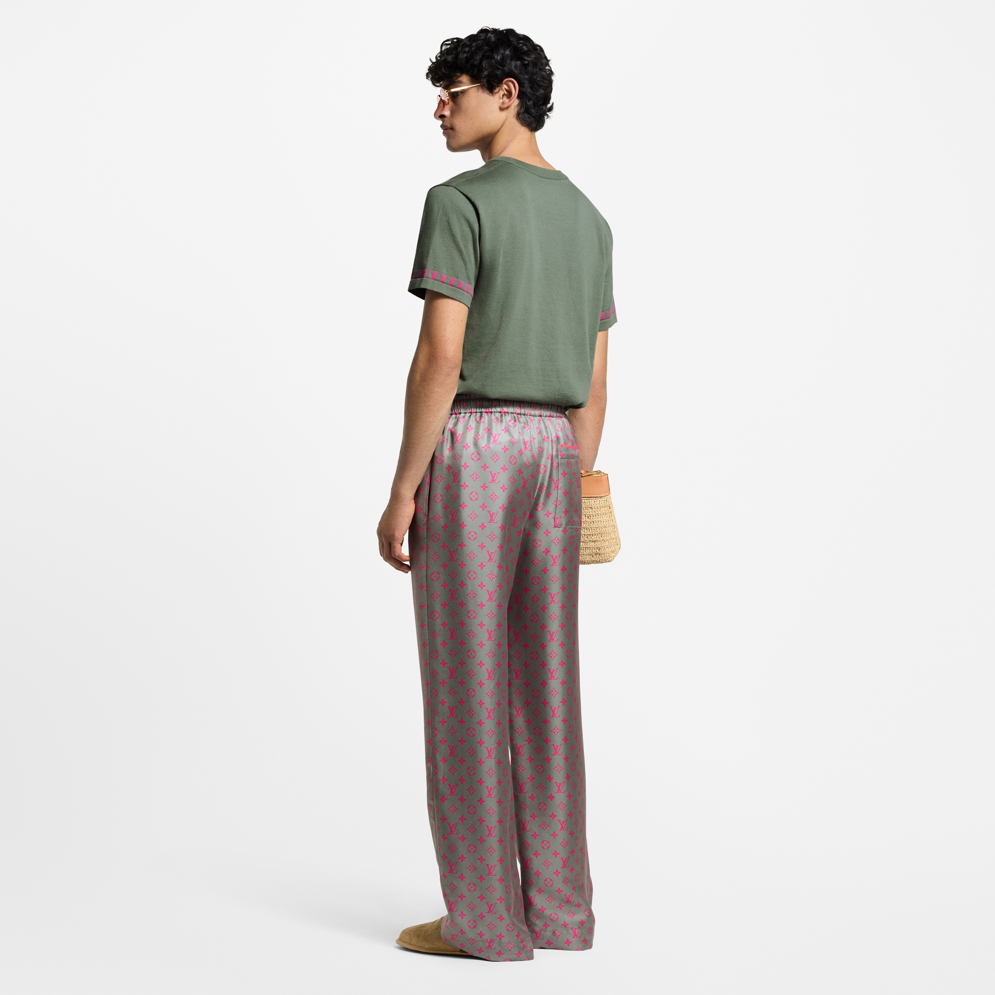 Monogram Silk Drawstring Pants  in Men