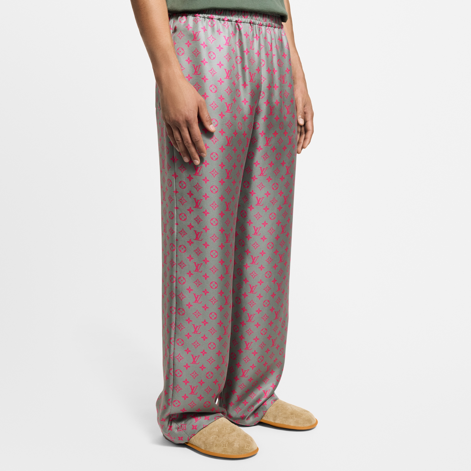 Monogram Silk Drawstring Pants  in Men
