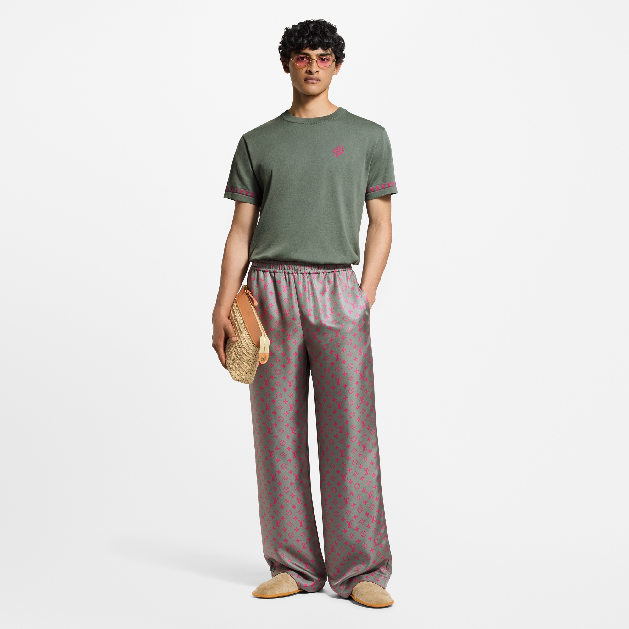 Monogram Silk Drawstring Pants  in Men