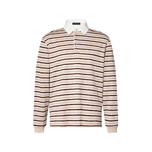Monogram Striped Long-Sleeved Polo Shirt front view