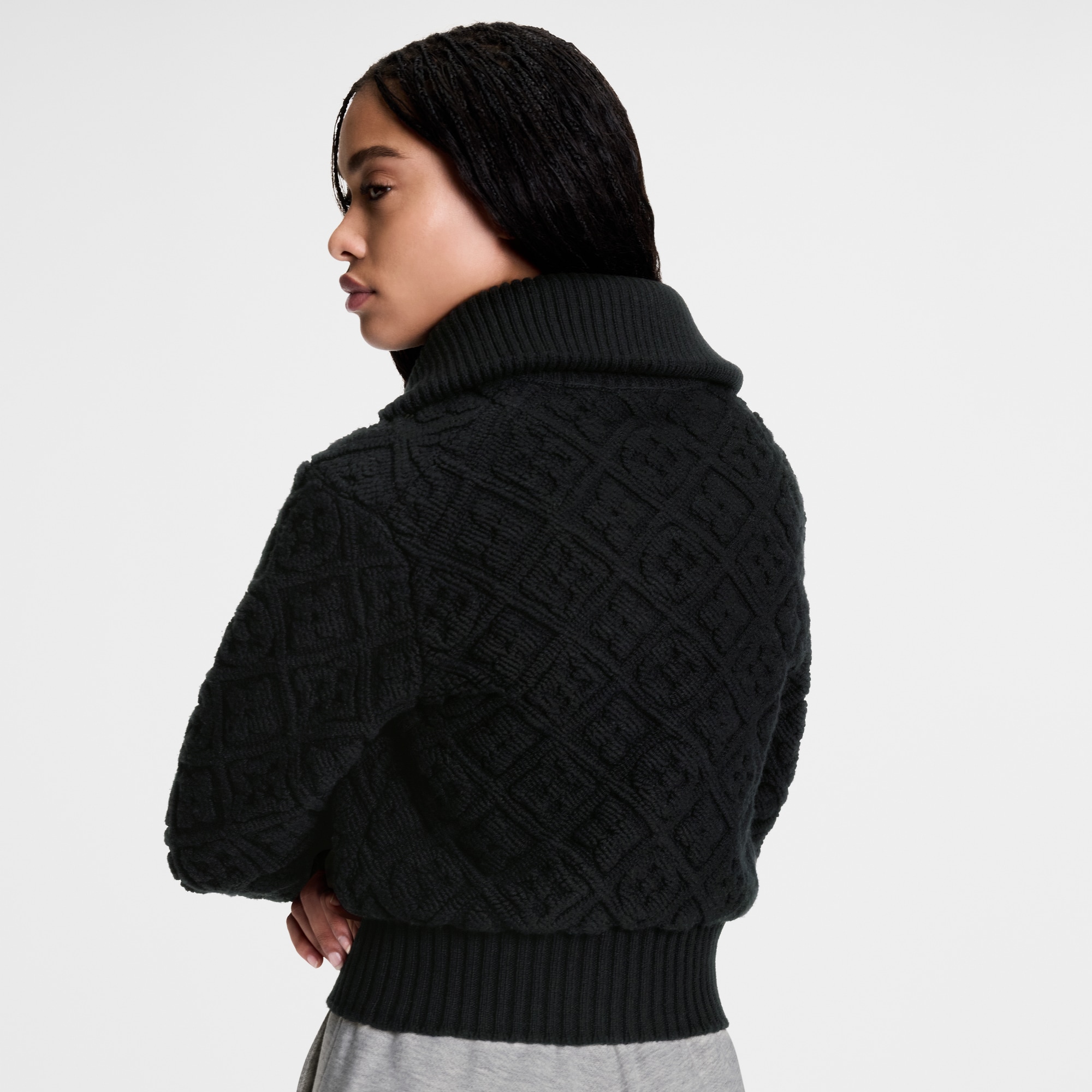 جاكيت Toweling بسحاب مُزين بنقشة Monogram  in النساء