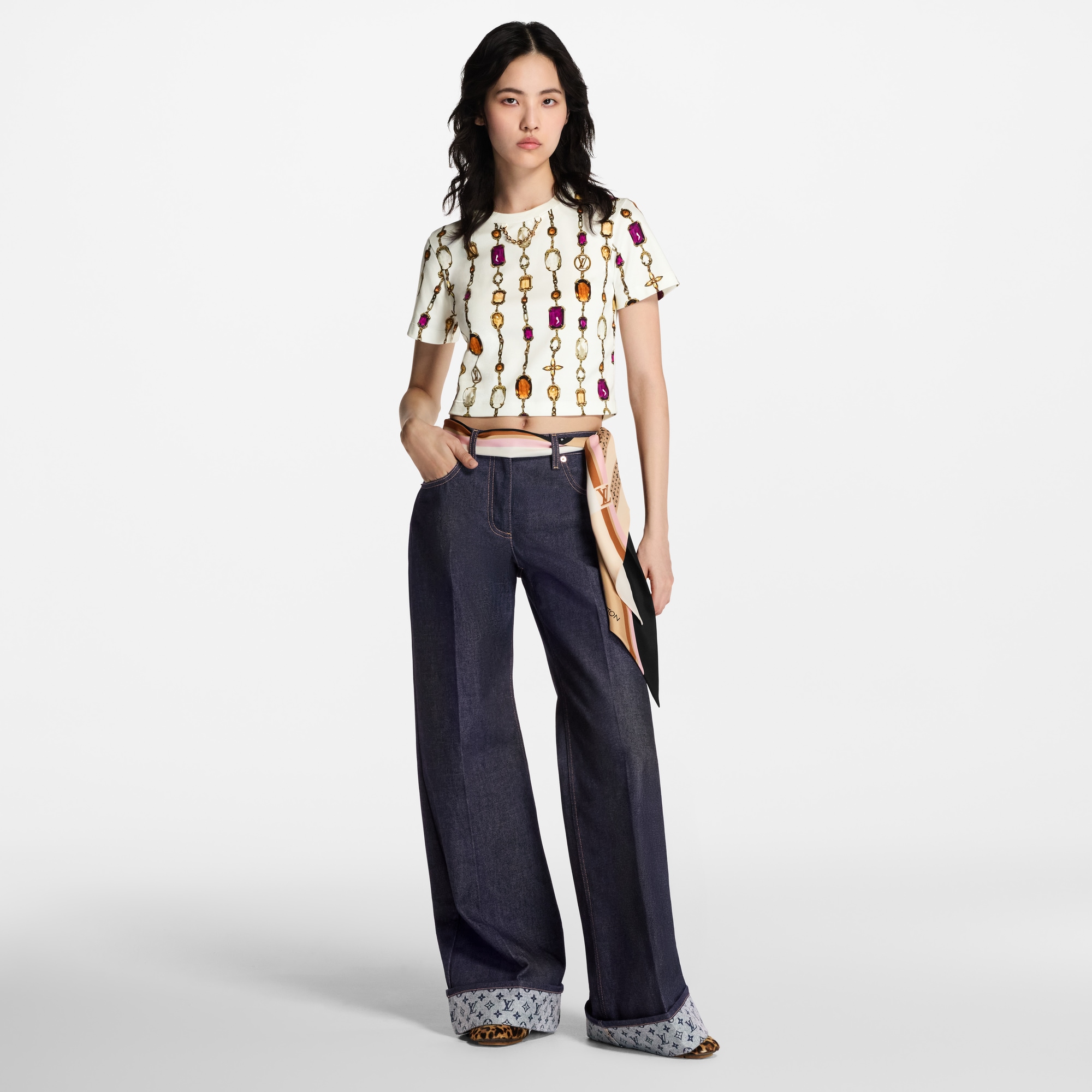 Necklace Print Crop Top  in Women