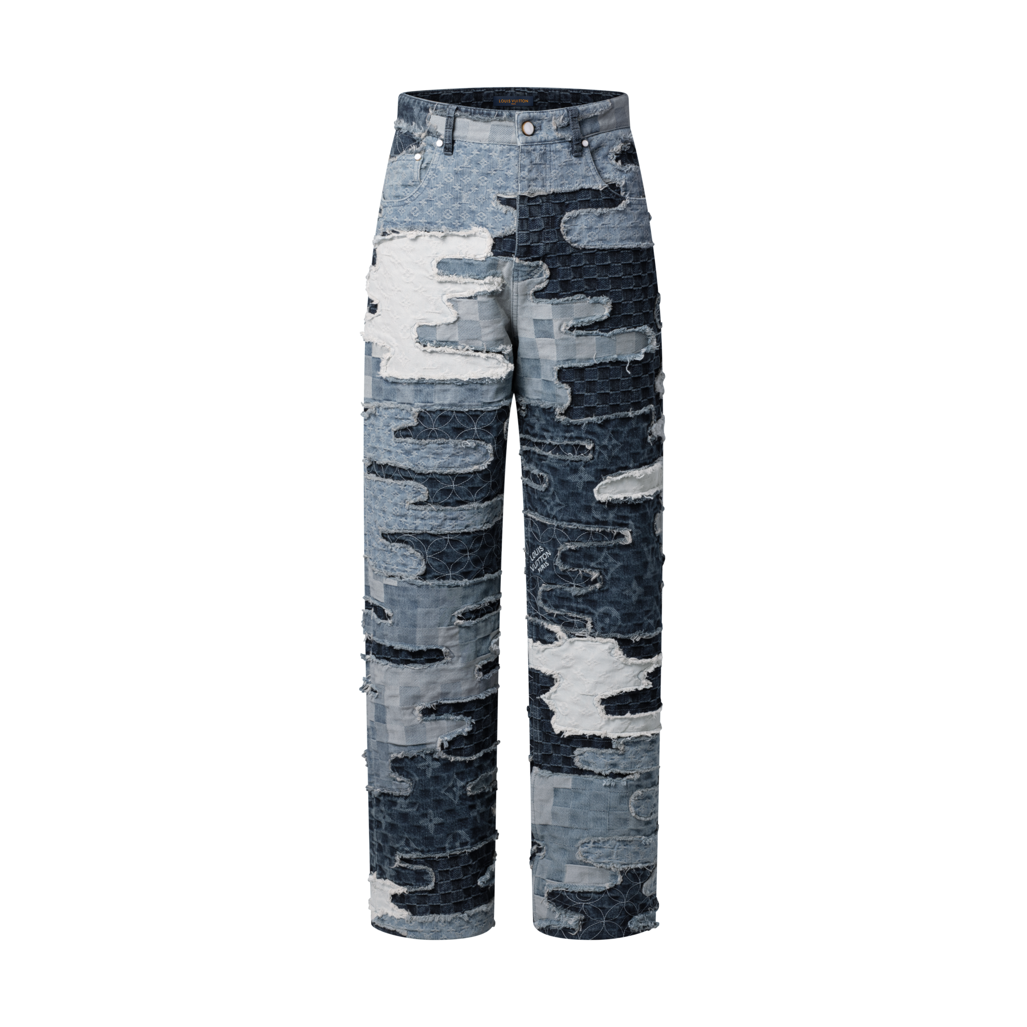 Patchwork Denim Skate Pants  in Men