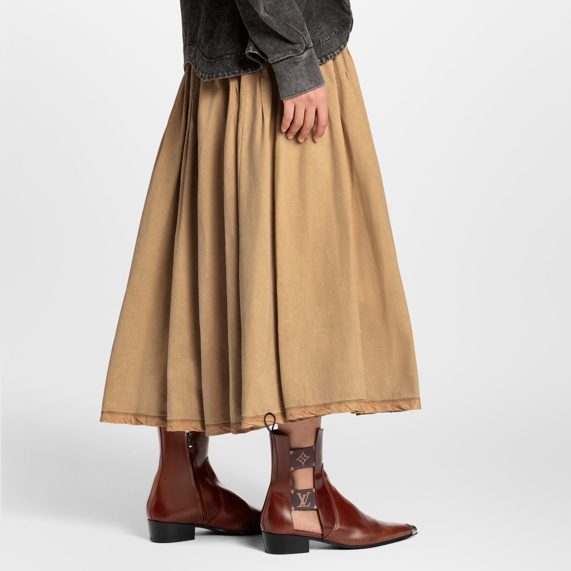 Pleated Jersey Maxi Skirt  in Women