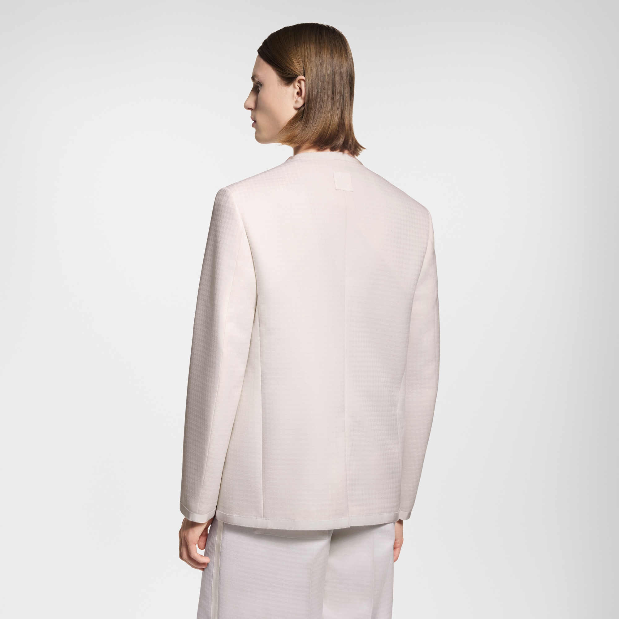 Preppy Collarless Wool Jacket  in Men