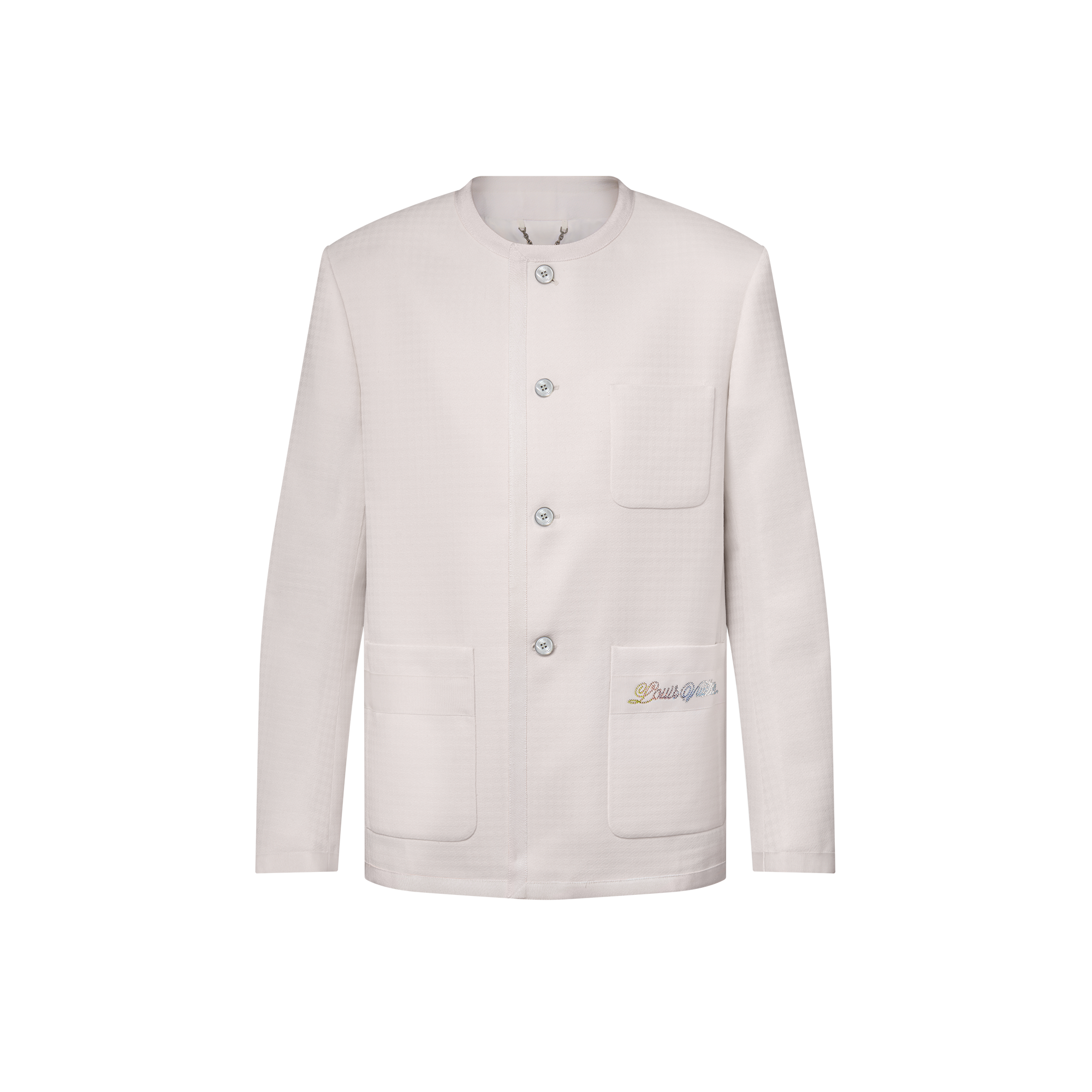 Preppy Collarless Wool Jacket  in Men