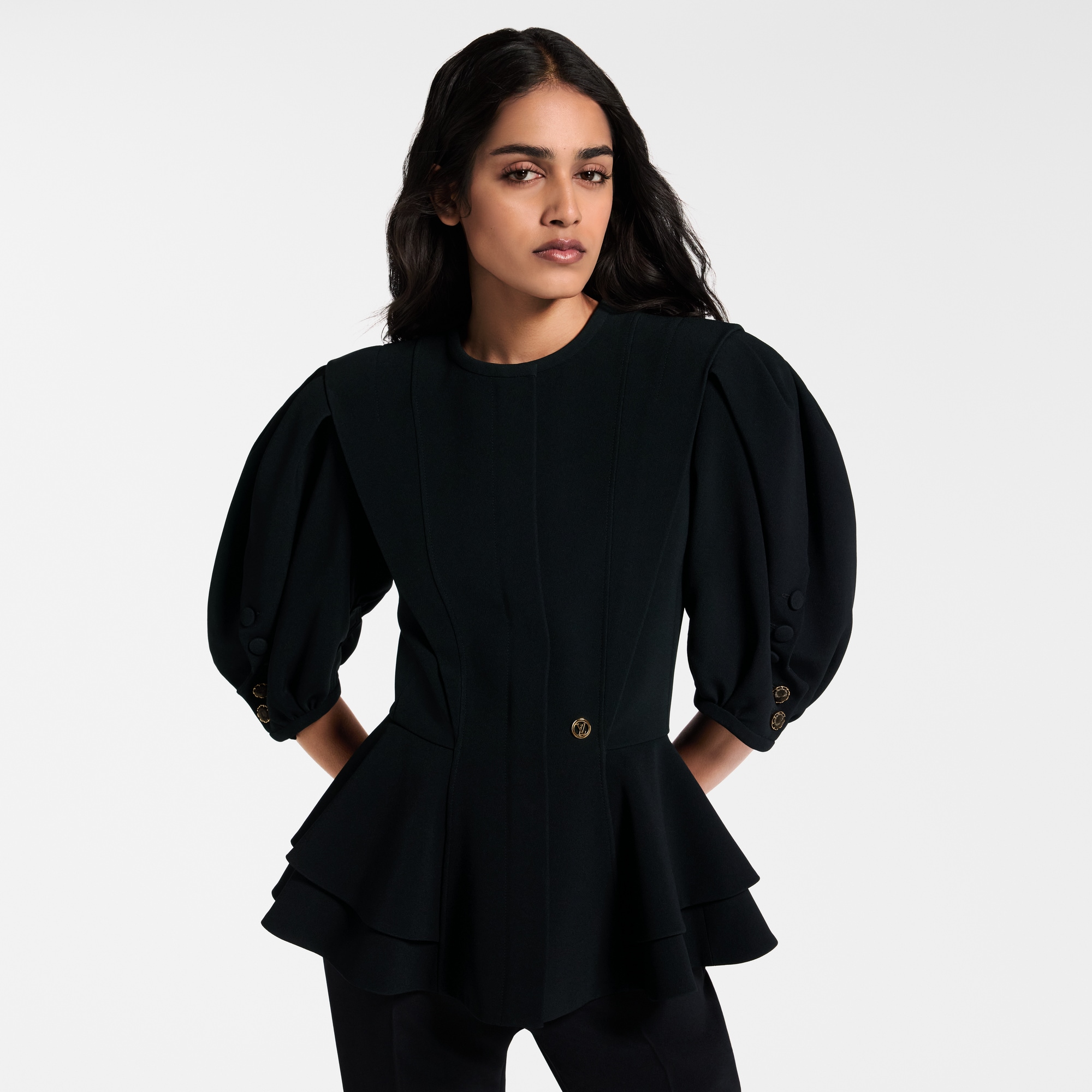 Puff-Sleeve Peplum Jacket  in Women