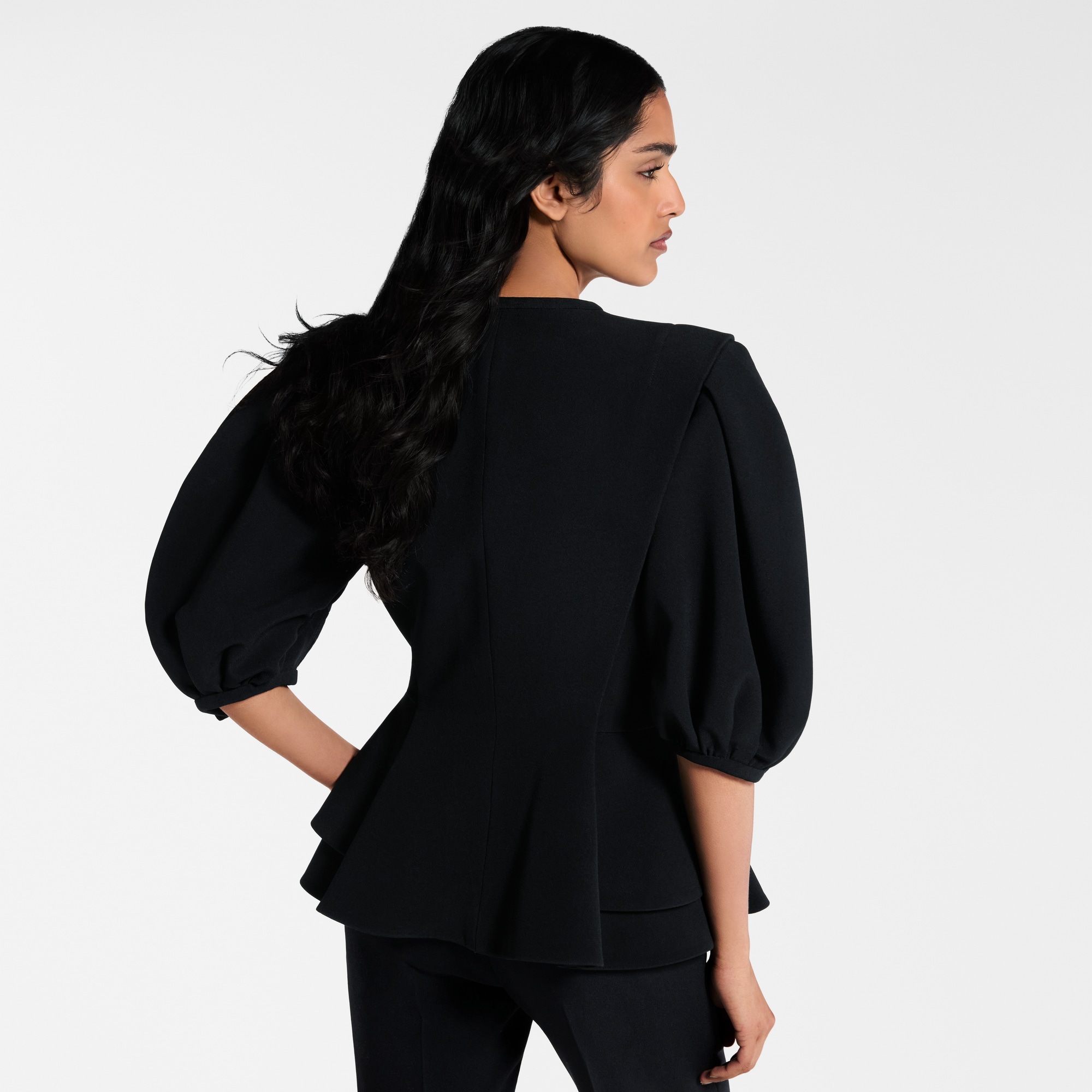 Puff-Sleeve Peplum Jacket  in Women