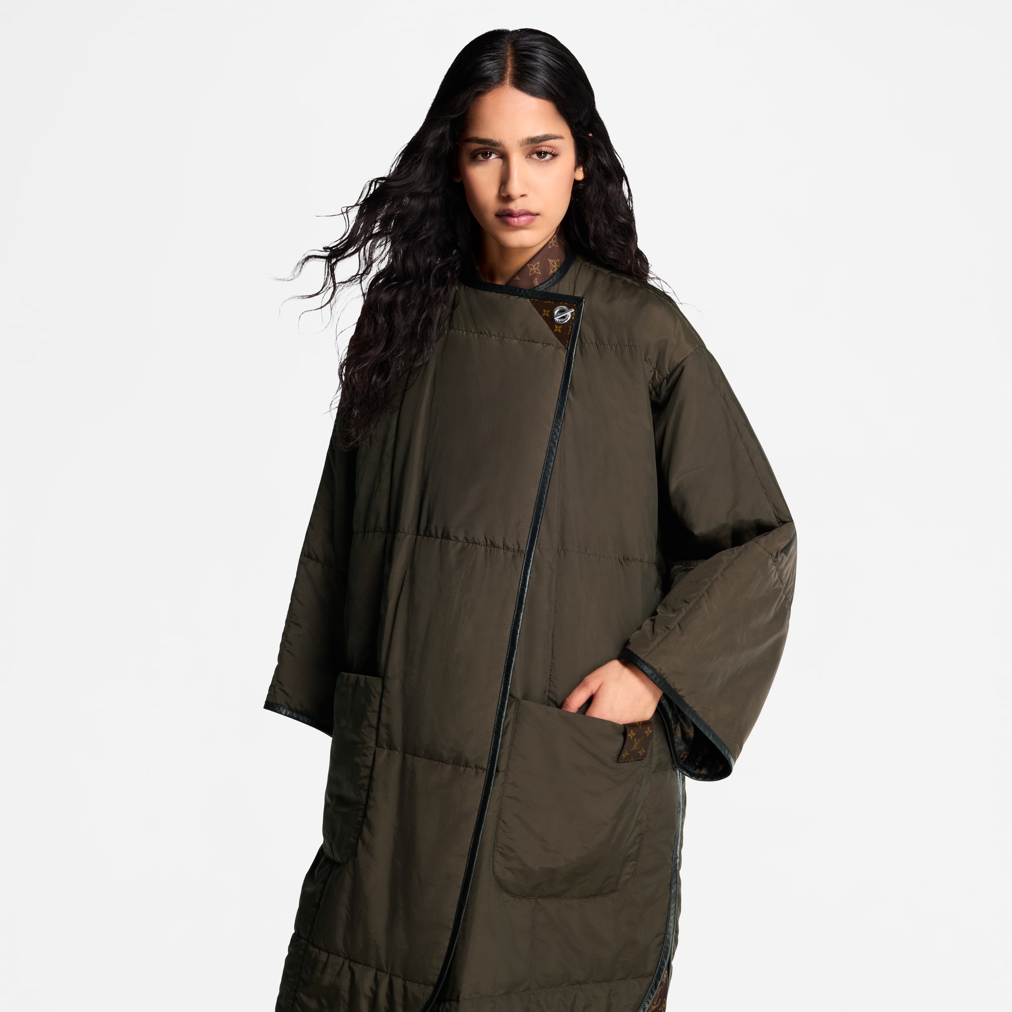 Quilted Toggle Detail Coat  in Women
