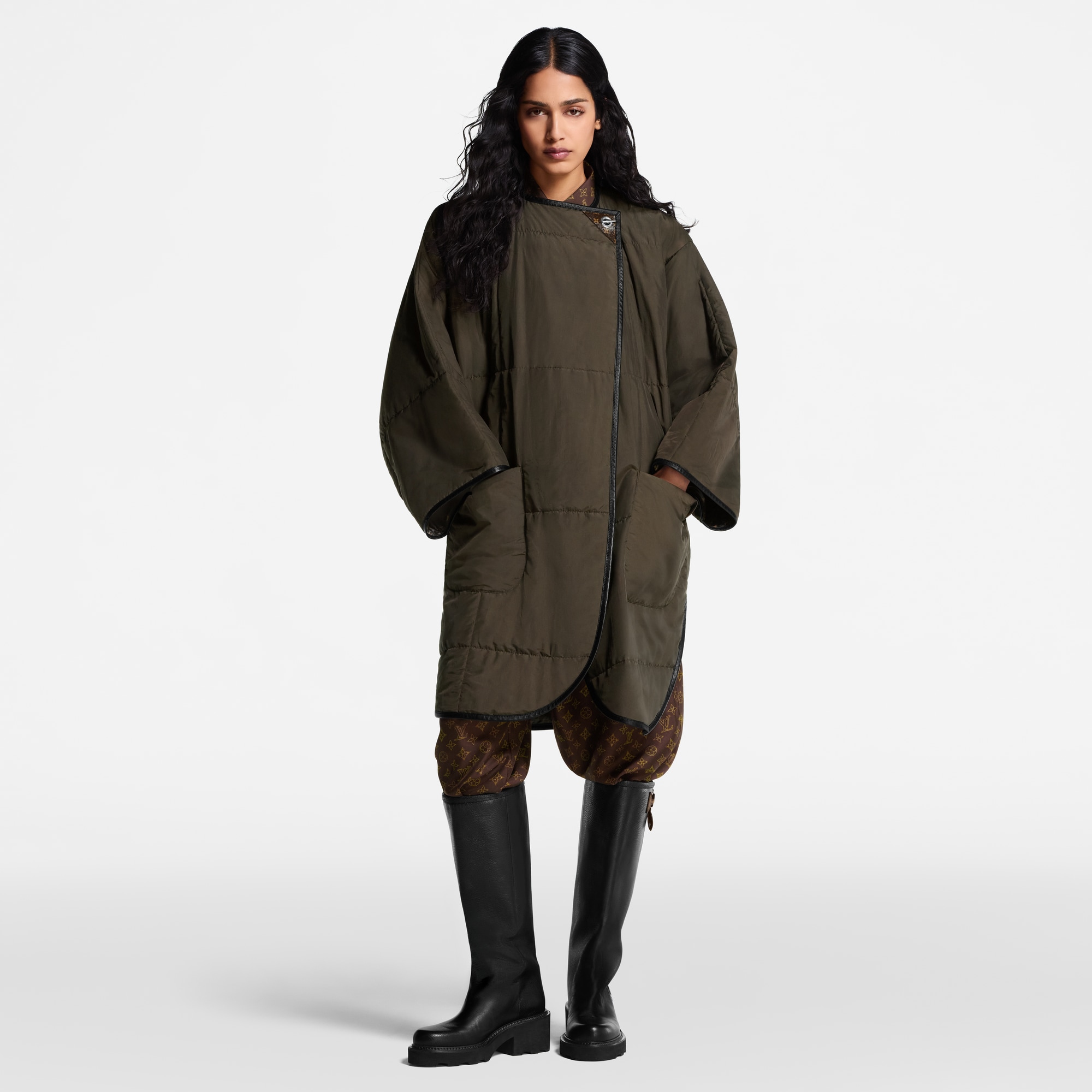 Quilted Toggle Detail Coat  in Women