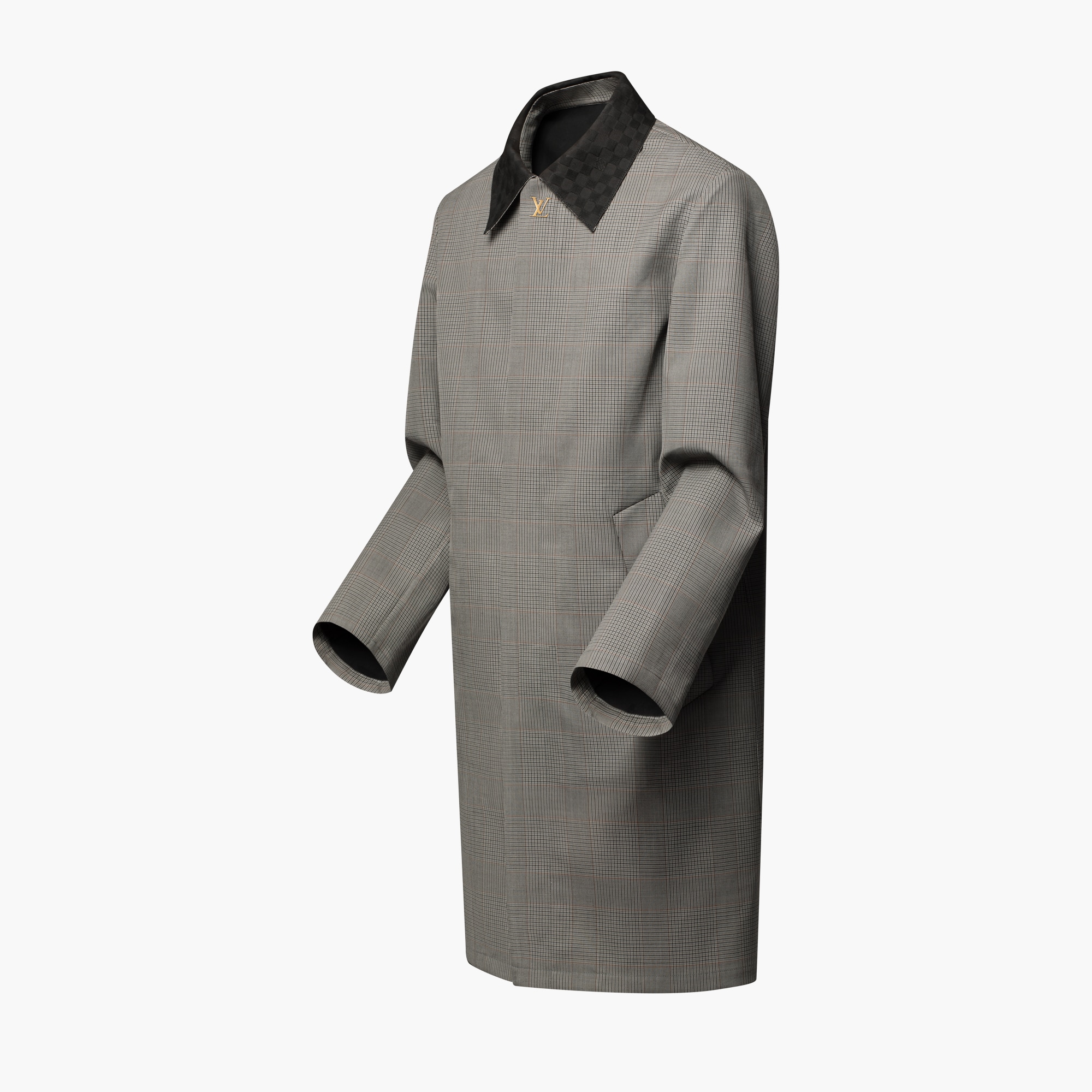 Raincoat With Damier Suede Collar Luxury Outerwear and Coats