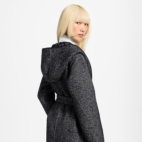 Reversible Hooded Wrap Coat cropped worn view