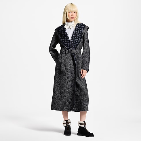 Reversible Hooded Wrap Coat worn view