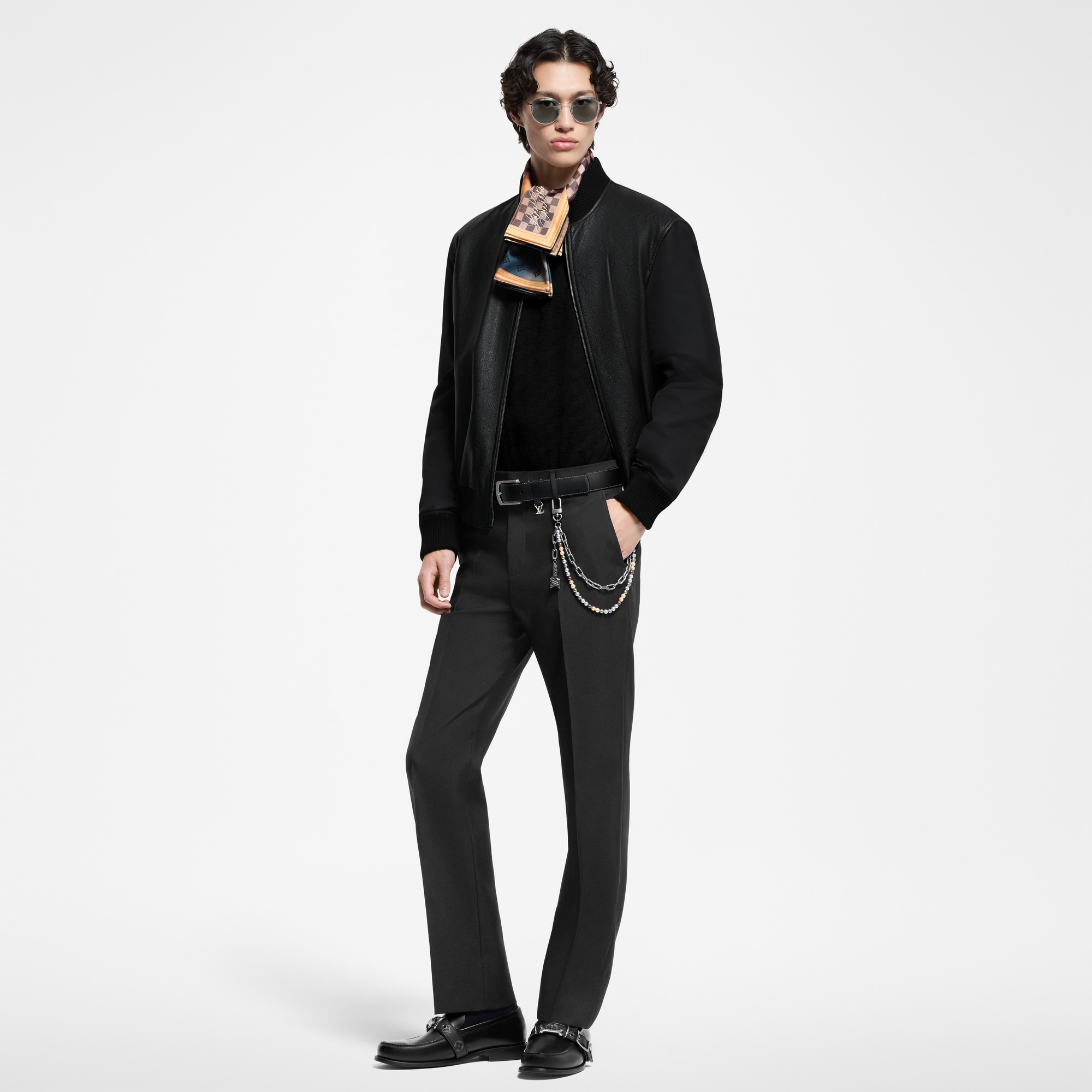 Reversible Leather Nylon Jacket  in Men