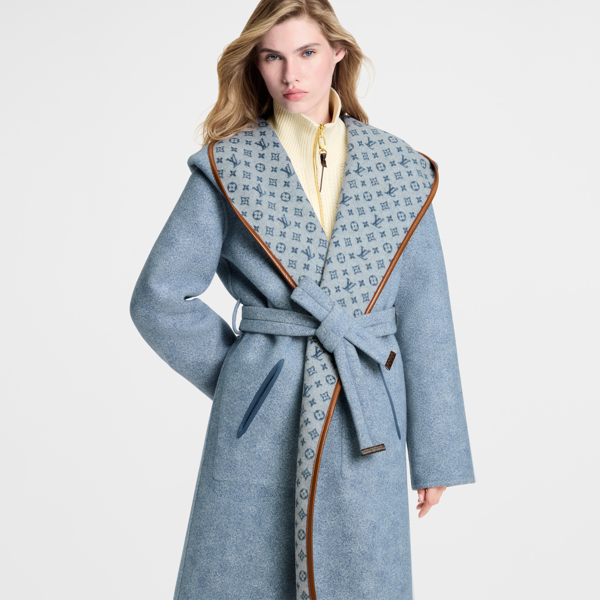 Reversible Signature Hooded Wrap Coat  in Women