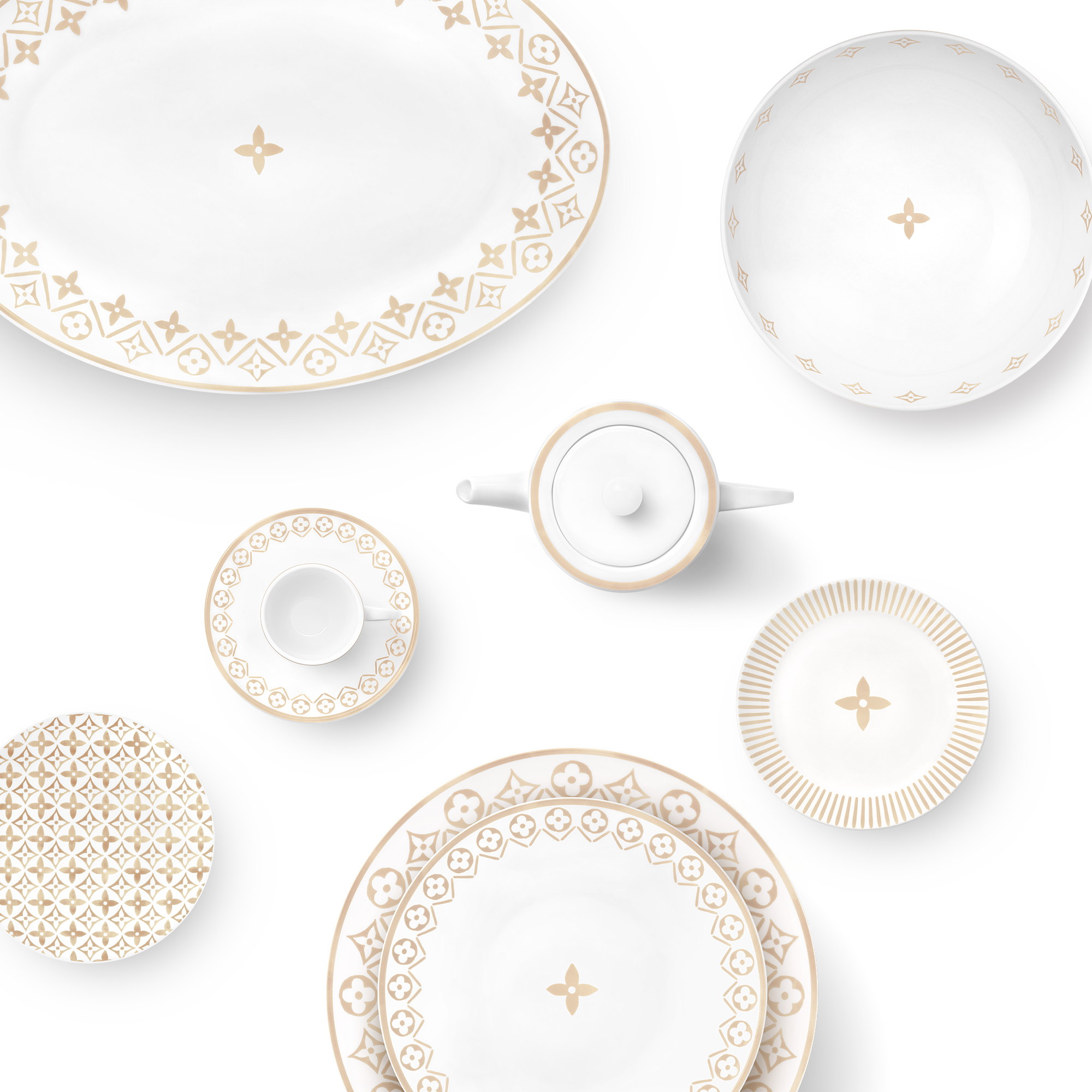 طقم مؤلف من طبقين للحلويات بنقشة Monogram Flower Tile  in الصناديق، السفر والمنزل