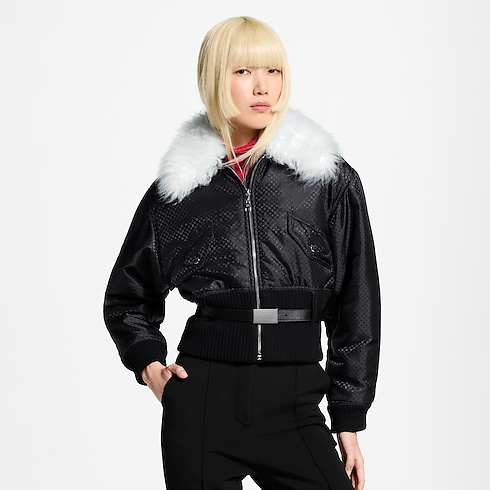 Shearling Collar Nanogram Bomber Jacket cropped view