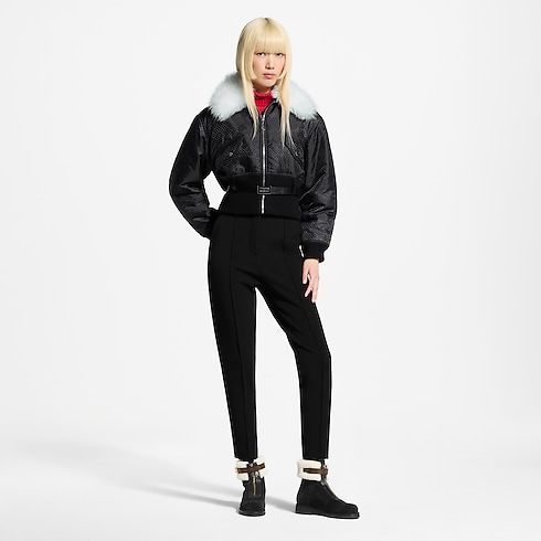 Shearling Collar Nanogram Bomber Jacket worn view
