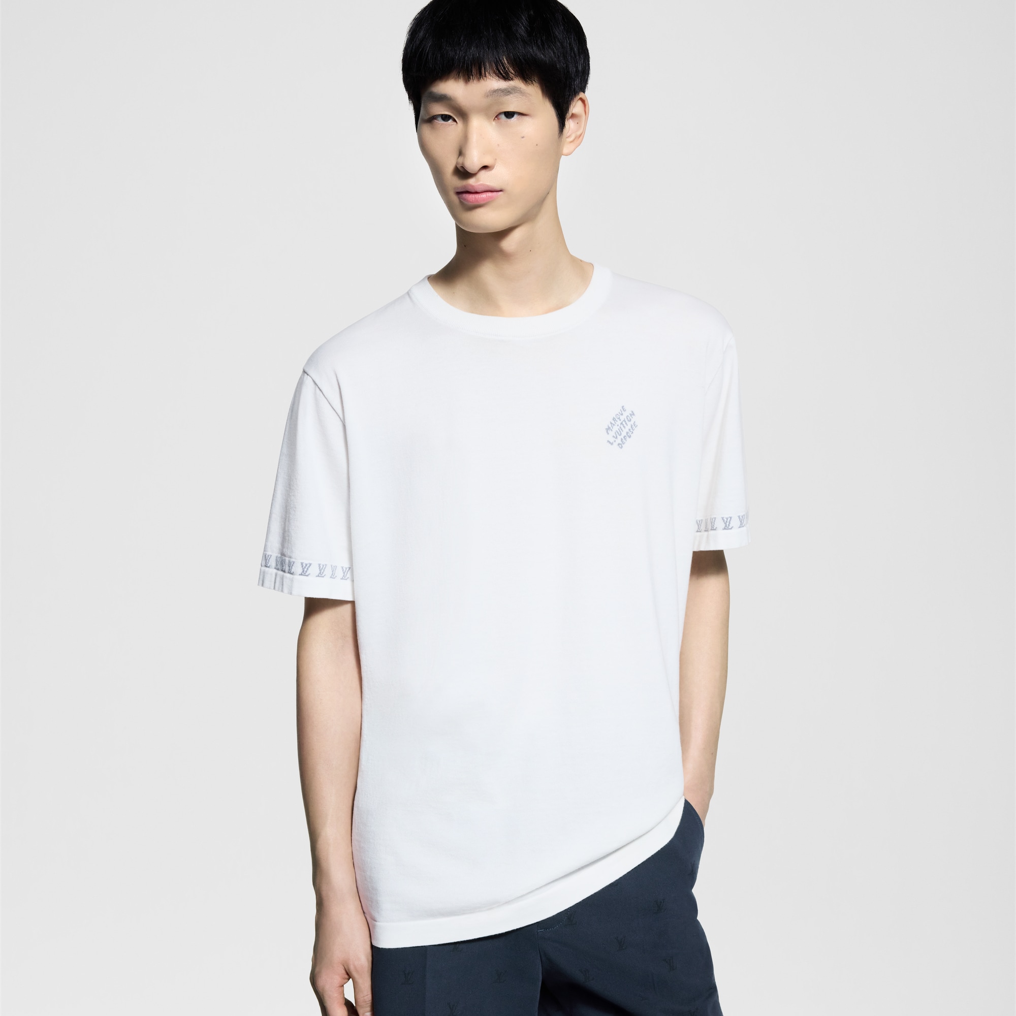 Short-Sleeved Cotton Crewneck  in Men
