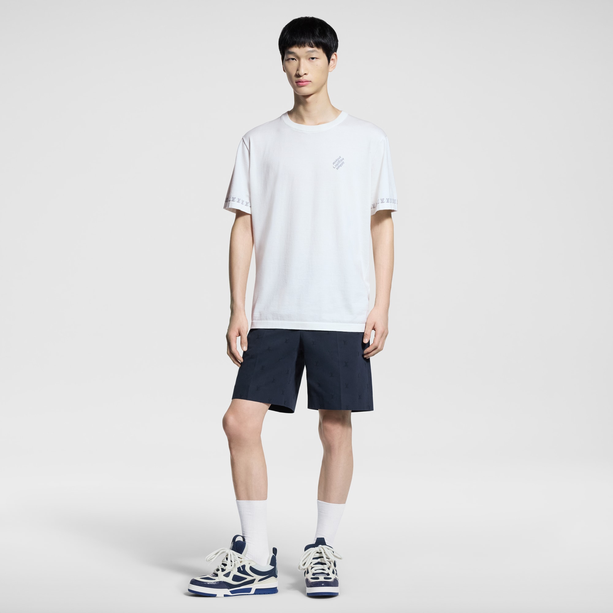 Short-Sleeved Cotton Crewneck  in Men