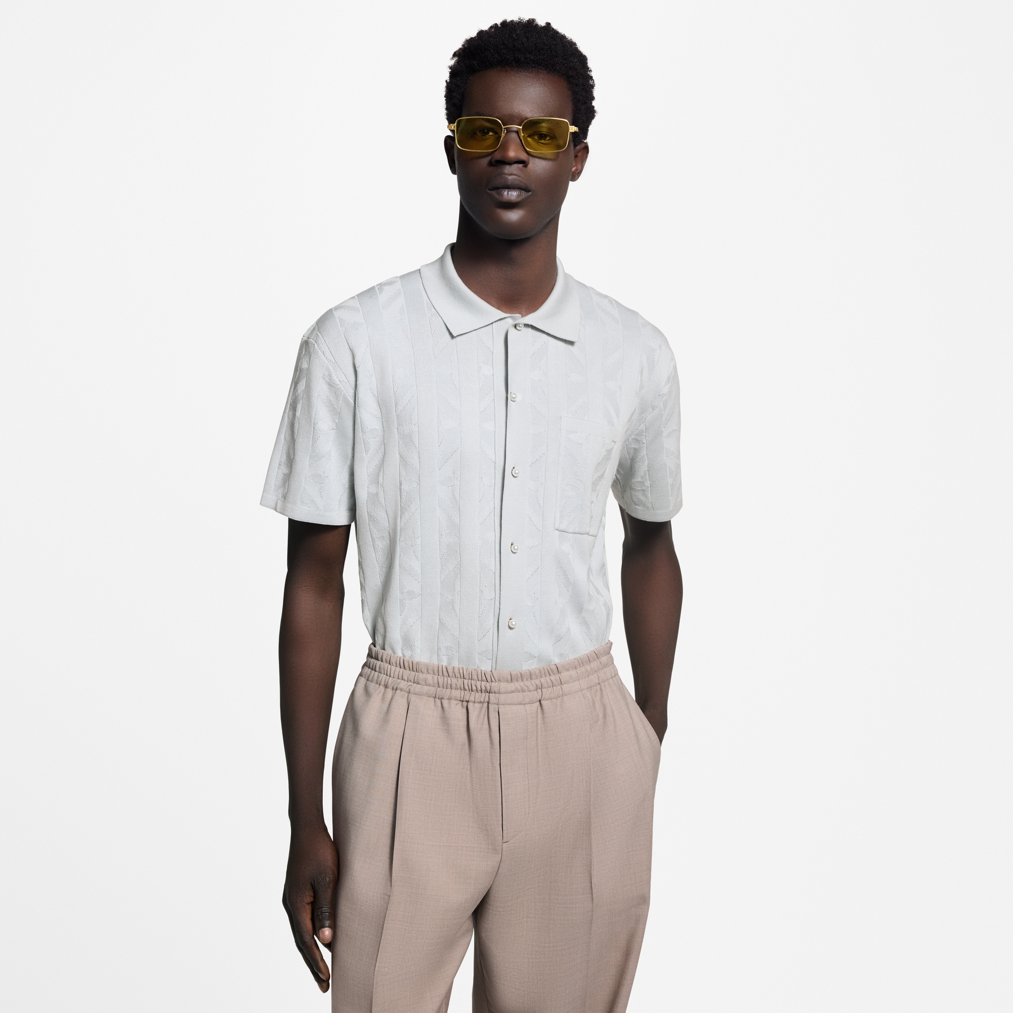 قميص محبوك بأكمام قصيرة  in الرجال