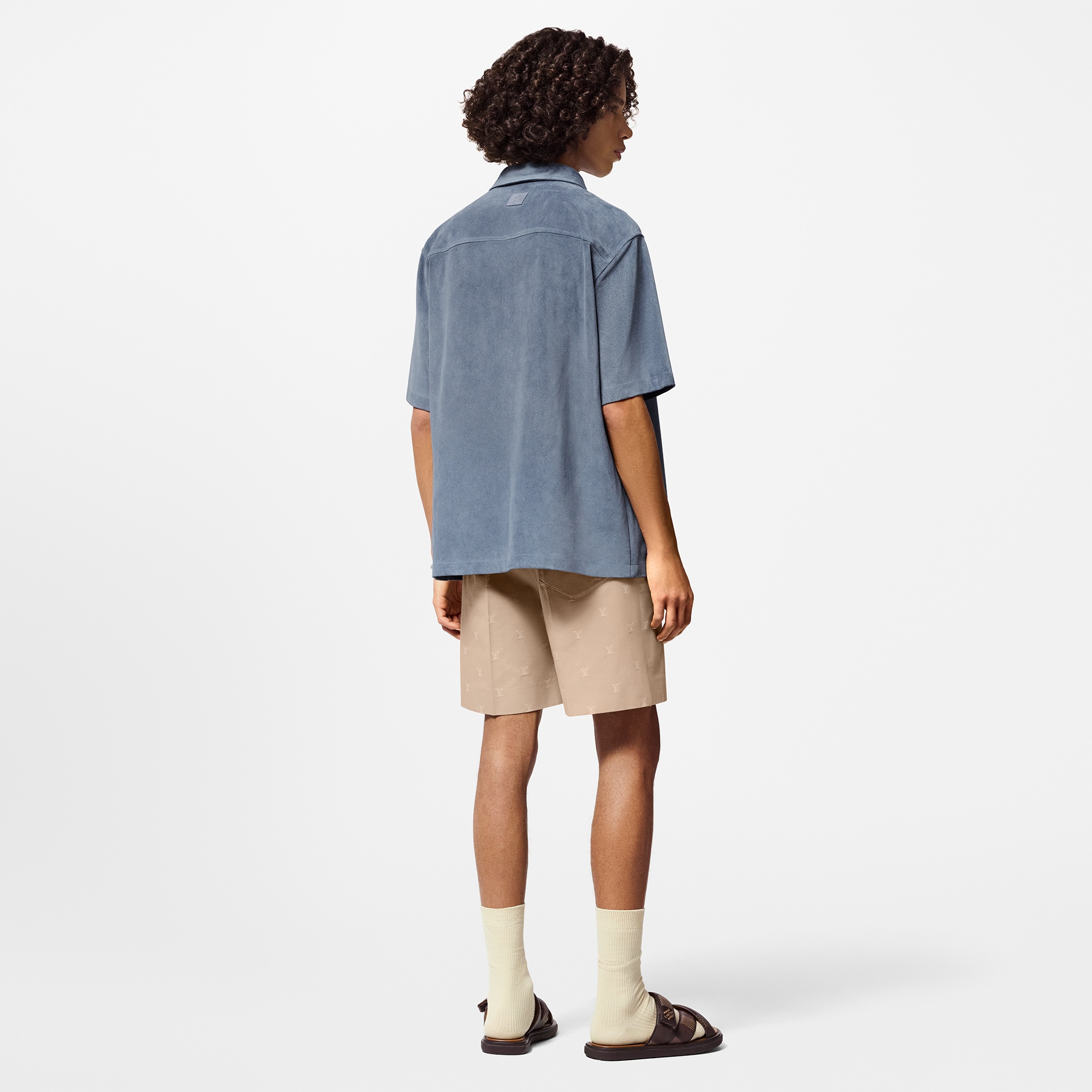 Short-Sleeved Suede Overshirt  in Men