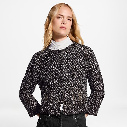 Signature Pocket Glitter Tweed Cardigan cropped view