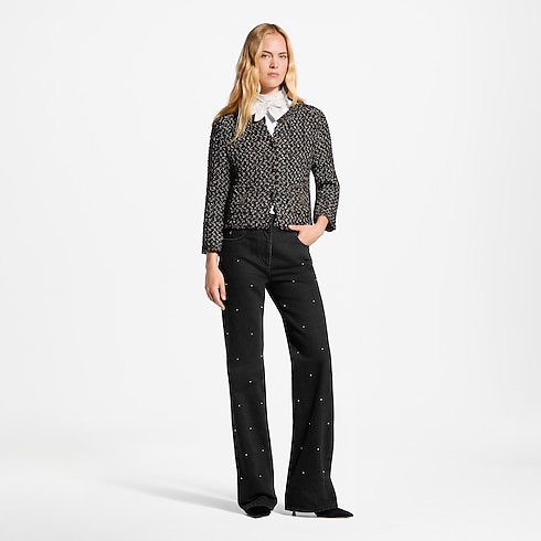 Signature Pocket Glitter Tweed Cardigan worn view
