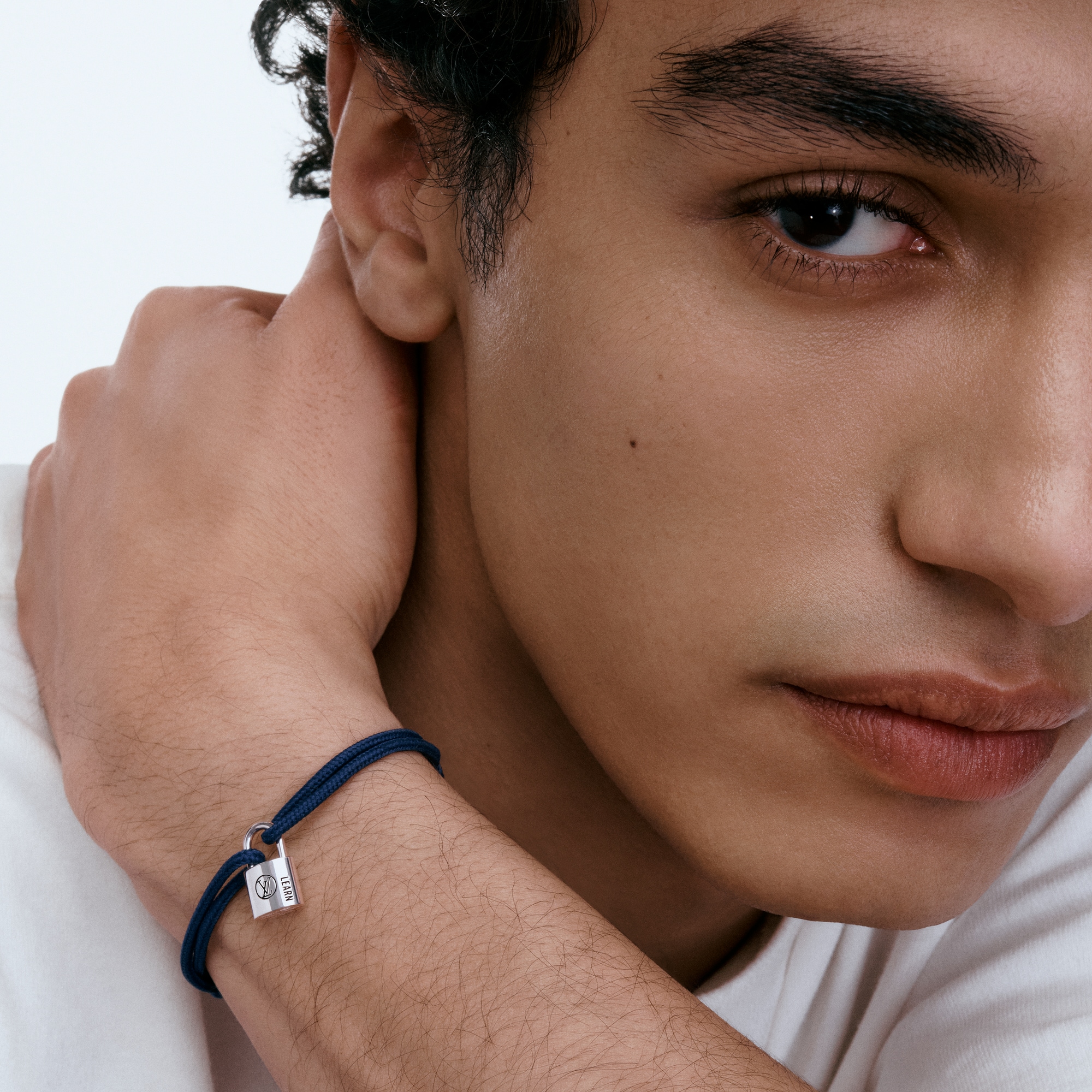 Silver Lockit Bracelet, Sterling Silver Black Laquered and Blue Polyester Cord  in Jewelry